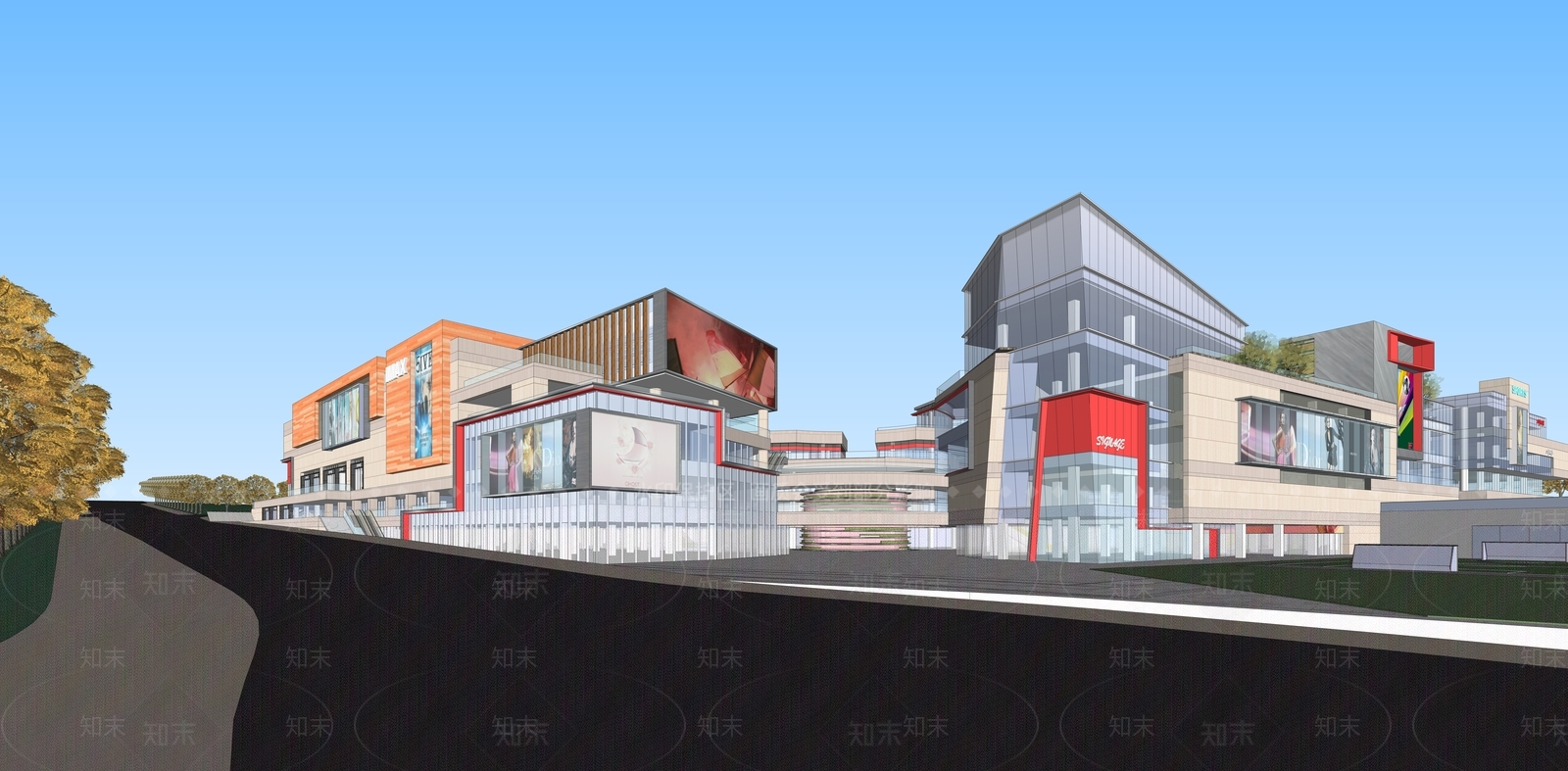 现代商业街SU模型下载【ID:1199765526】