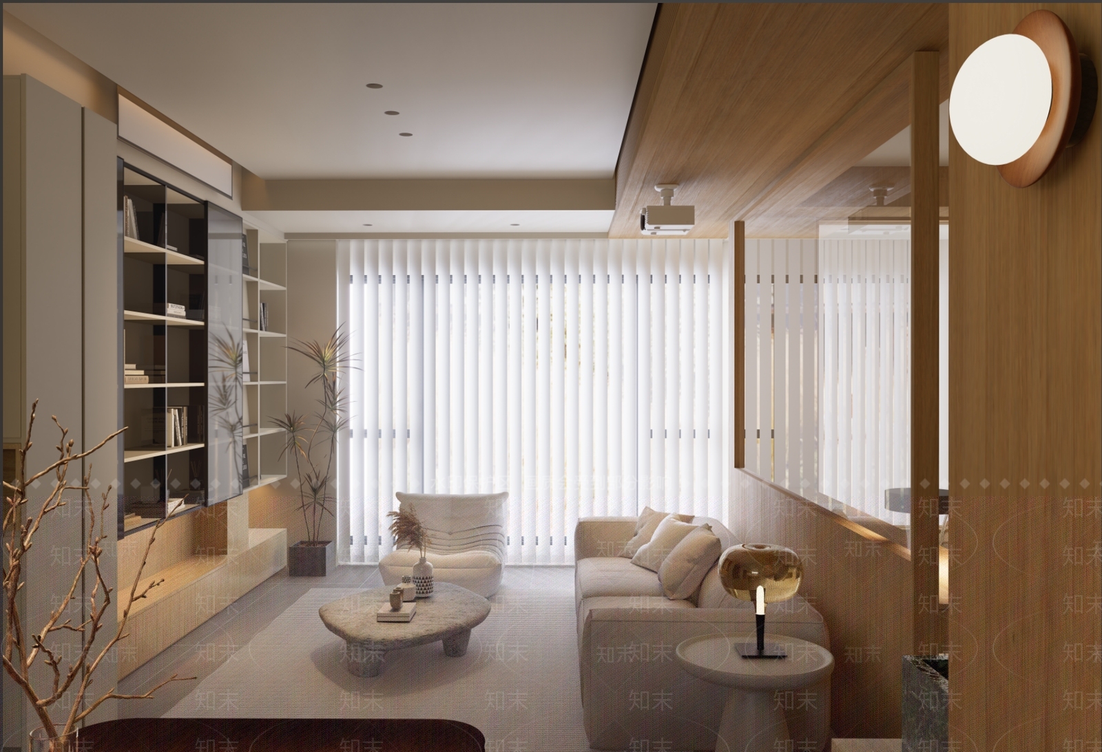 原木现代小户型客厅SU模型下载【ID:1199775216】