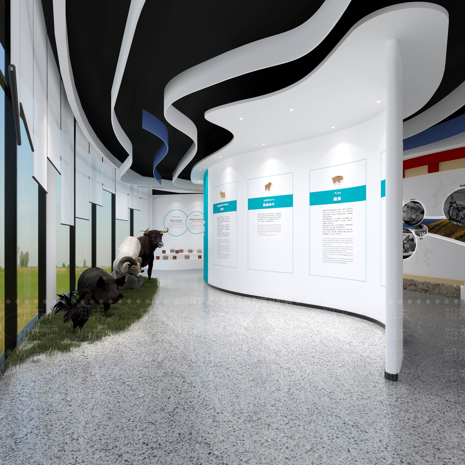 现代农产品展厅3D模型下载【ID:1199777771】