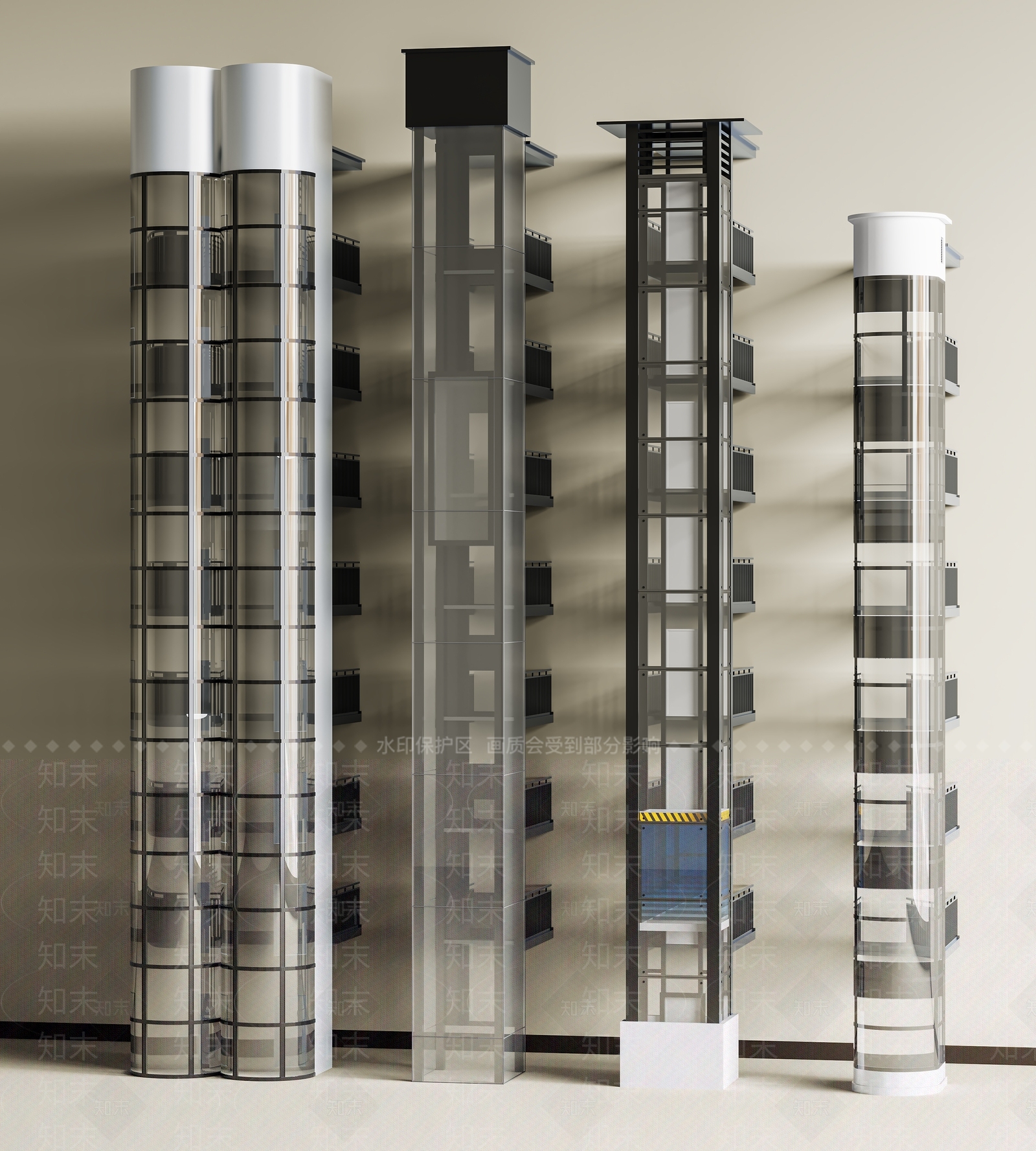 现代观光电梯3D模型下载【ID:1199782665】