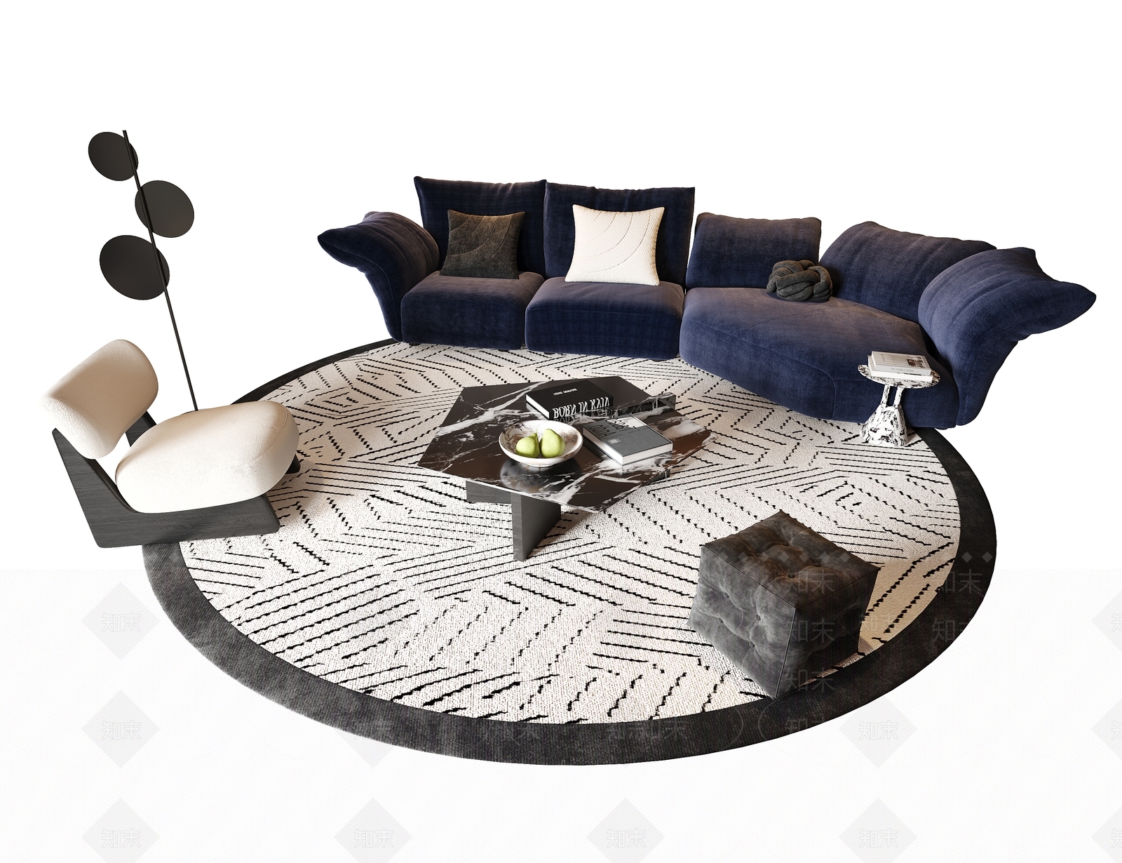 现代花瓣沙发SU模型下载【ID:1199792713】