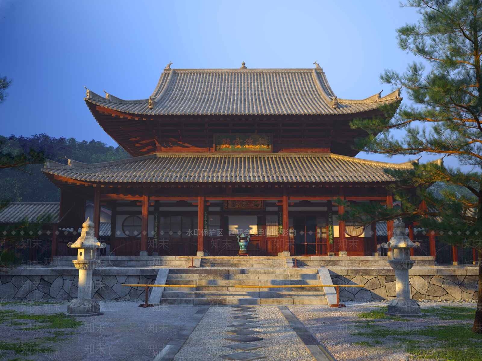 中古中式古建3D模型下载【ID:1199794587】