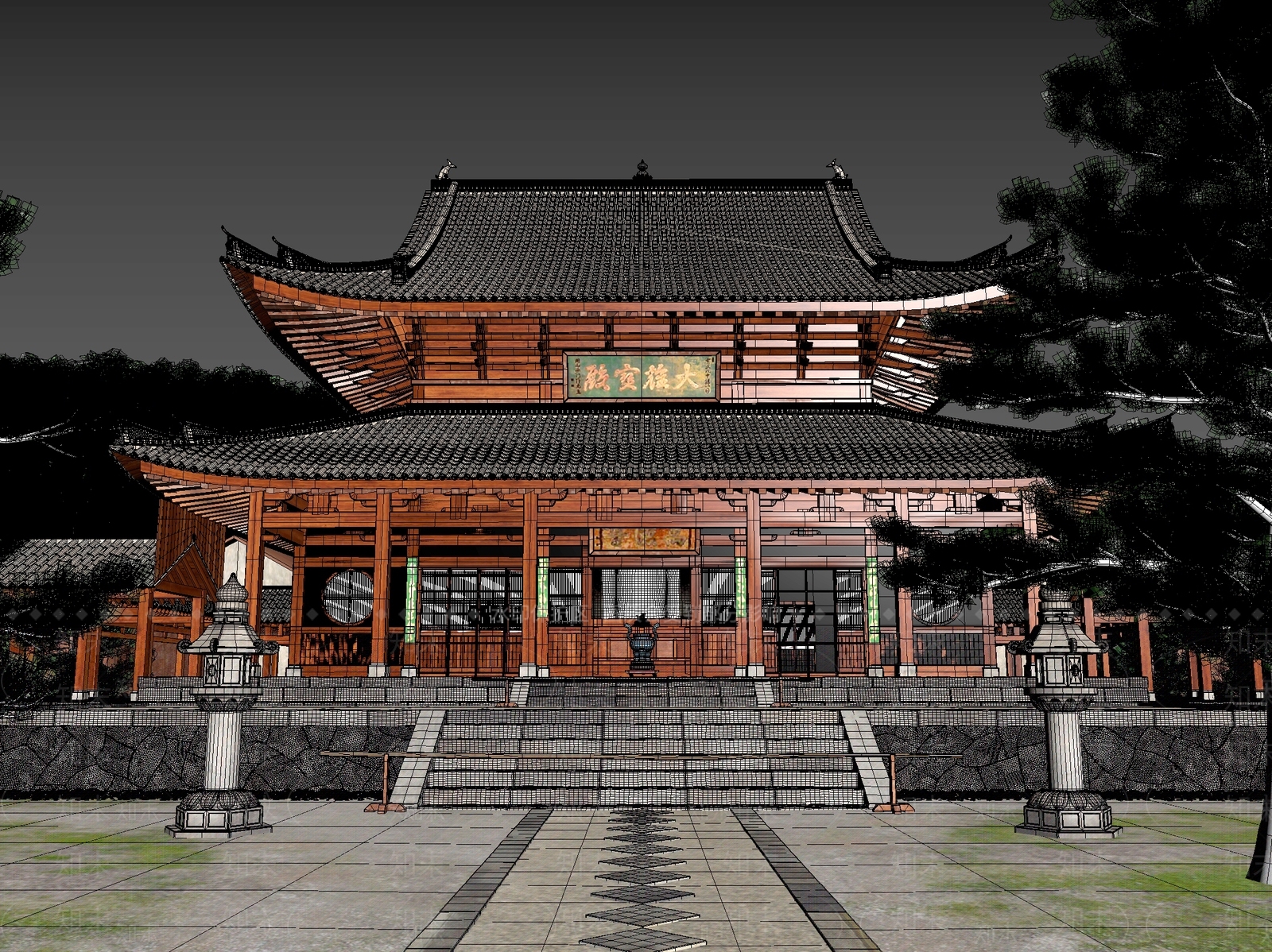中古中式古建3D模型下载【ID:1199794587】