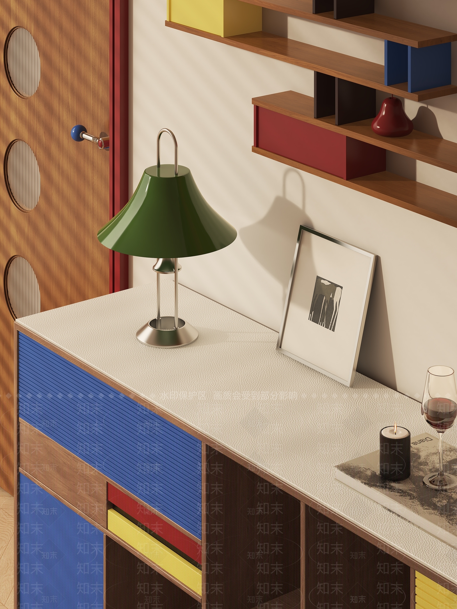 复古现代餐边柜3D模型下载【ID:1199795153】