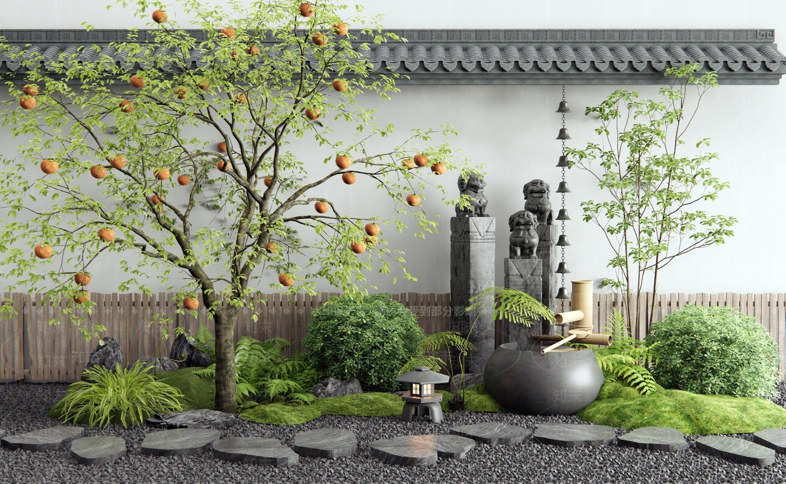 新中式禅意庭院3D模型下载【ID:1199795783】