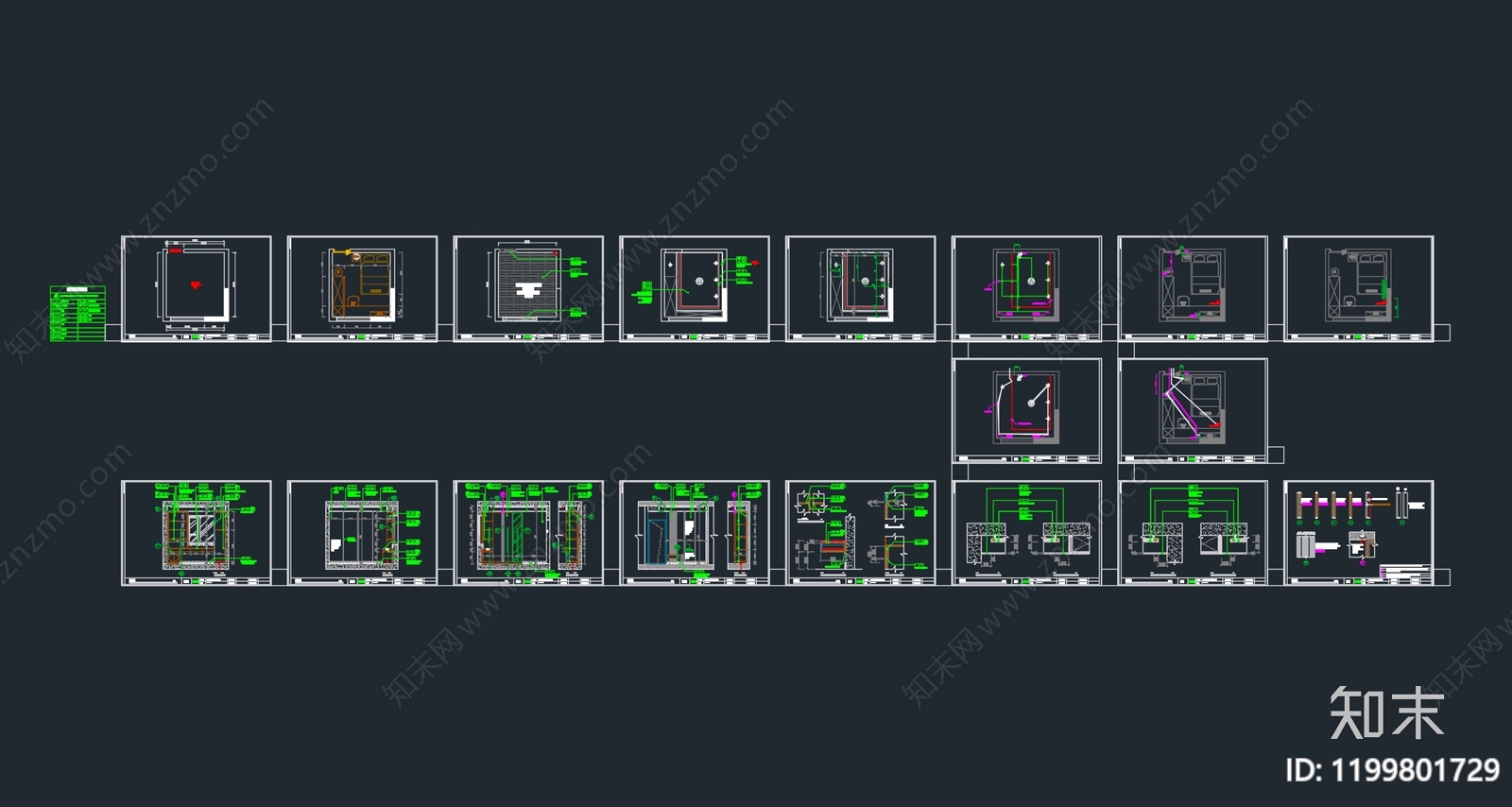 现代卧室施工图下载【ID:1199801729】