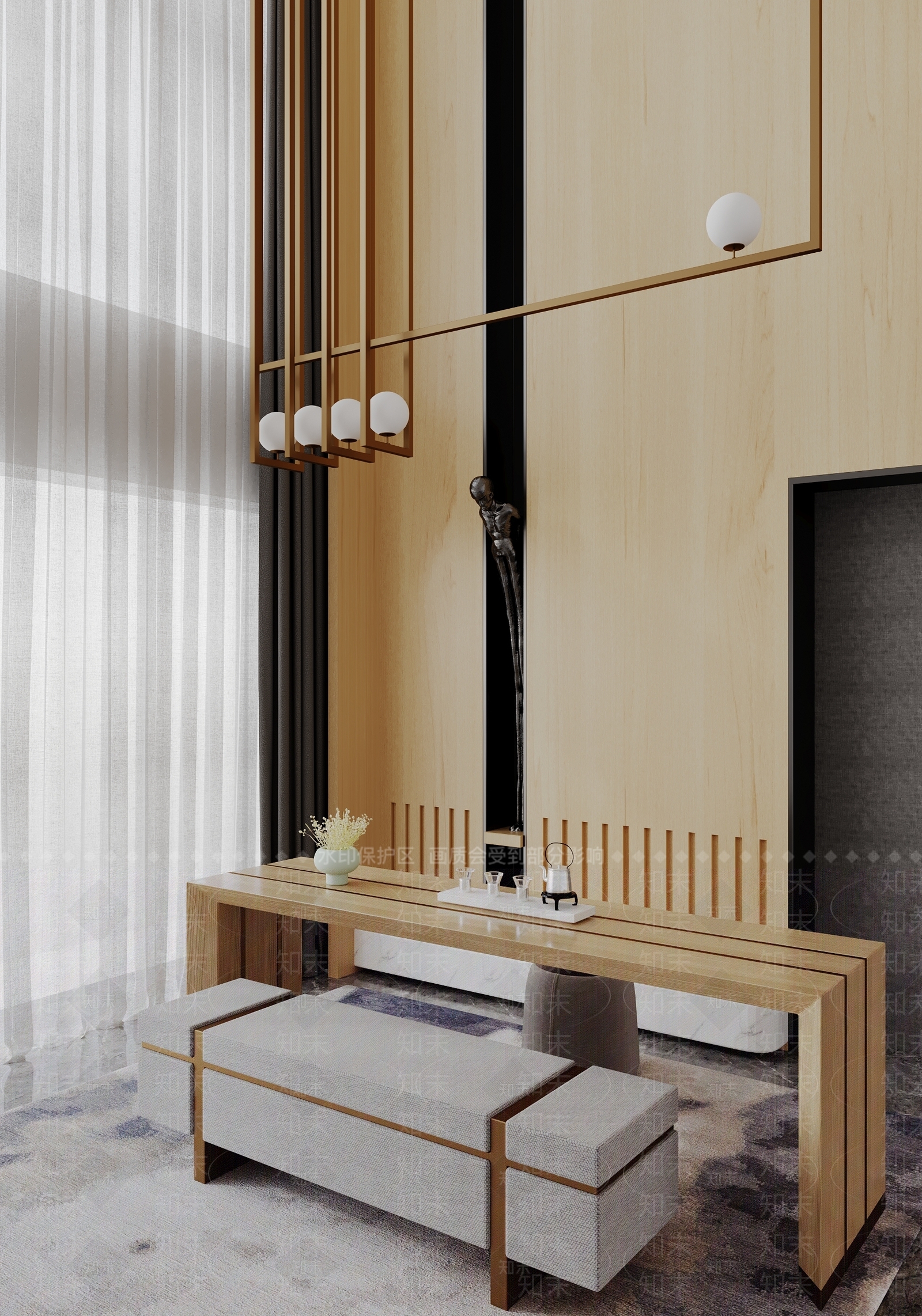 新中式中式茶室3D模型下载【ID:1199803655】