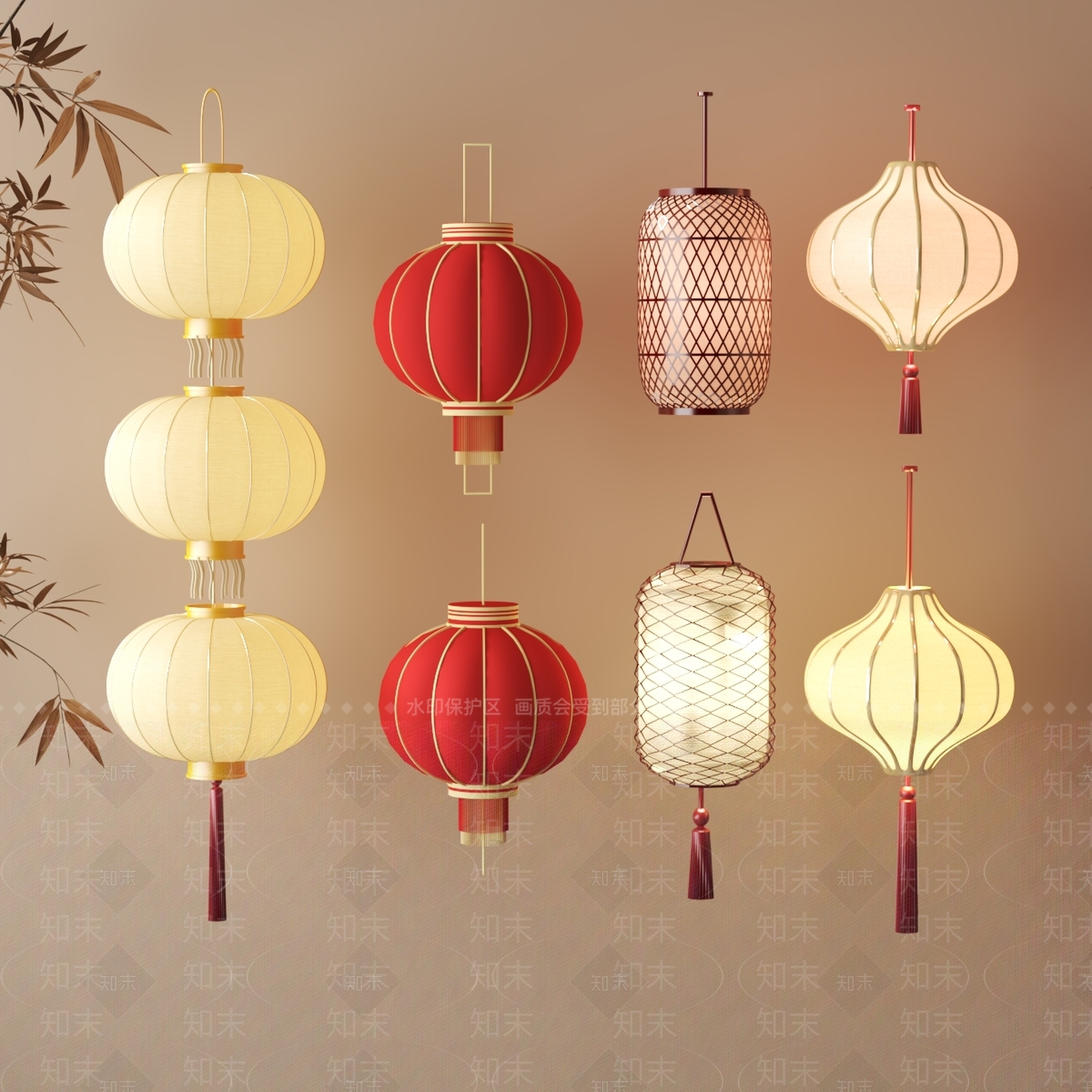 现代新中式灯笼SU模型下载【ID:1199805460】