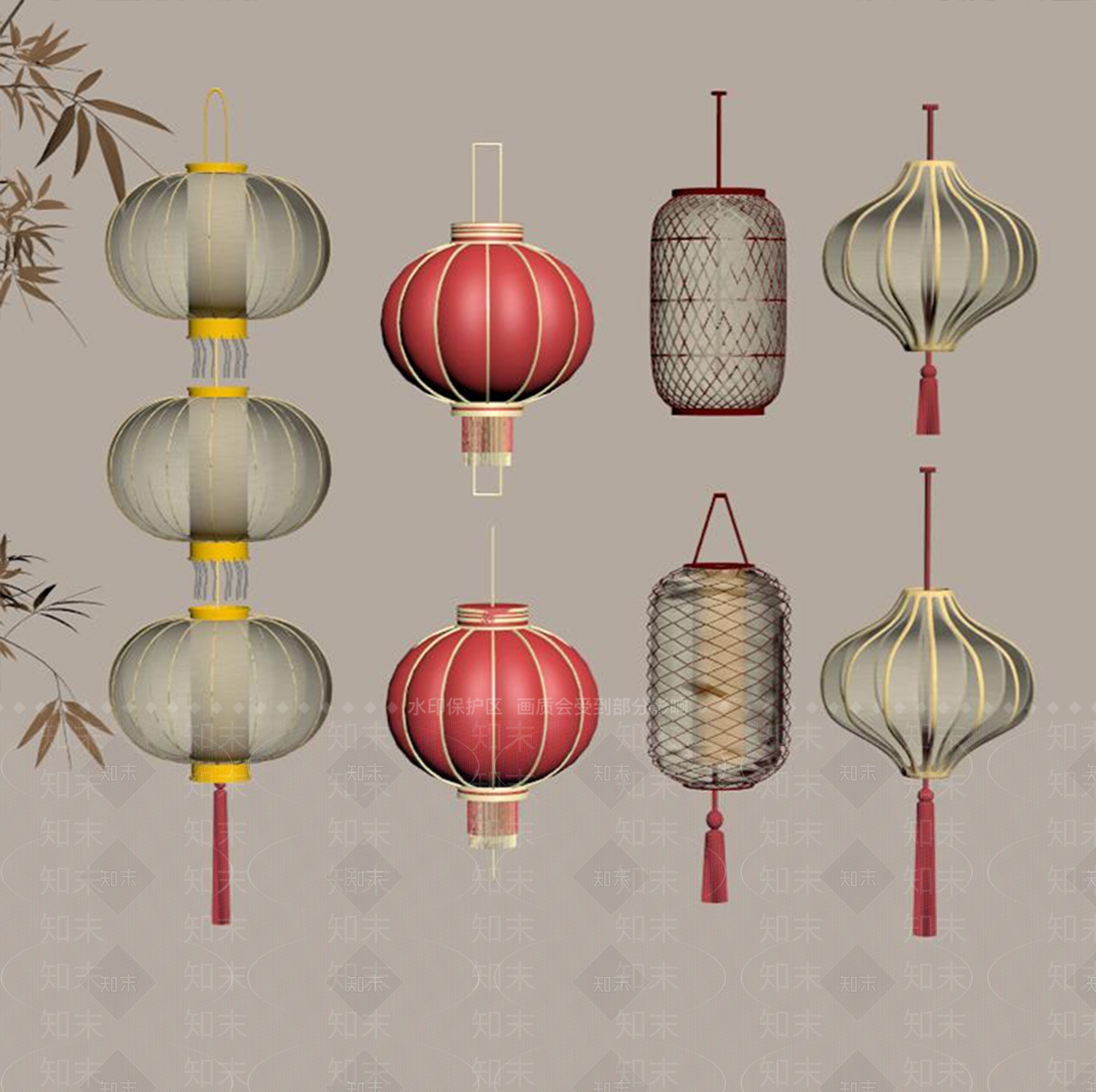 现代灯笼SU模型草图