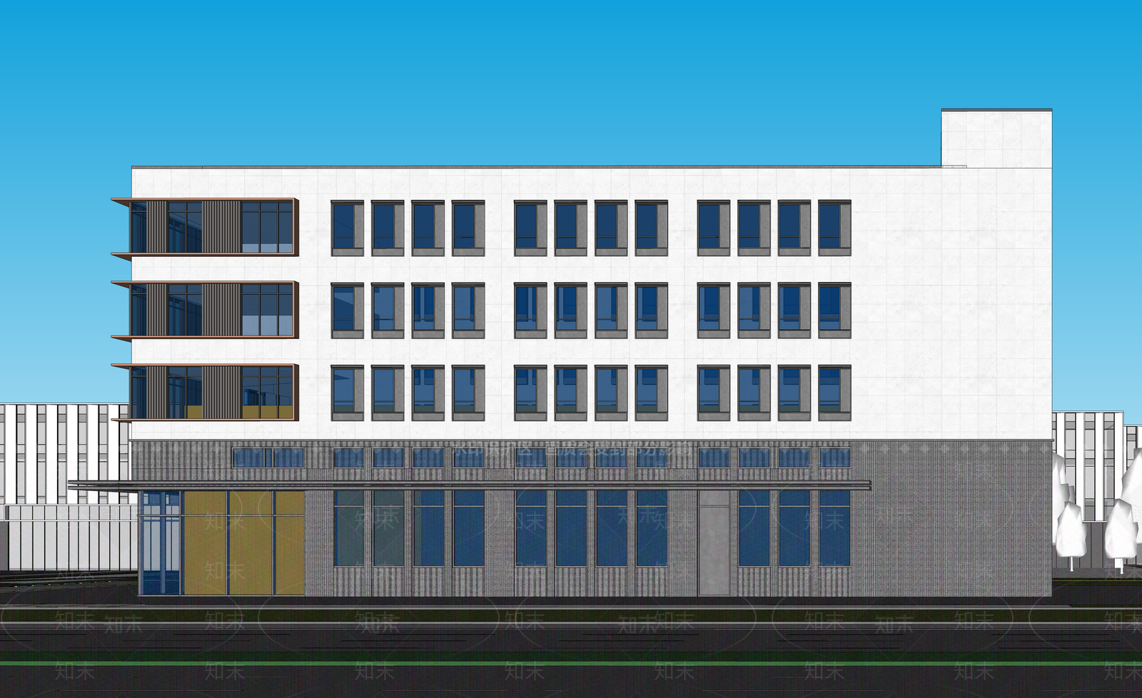 现代仓储建筑SU模型下载【ID:1199807638】