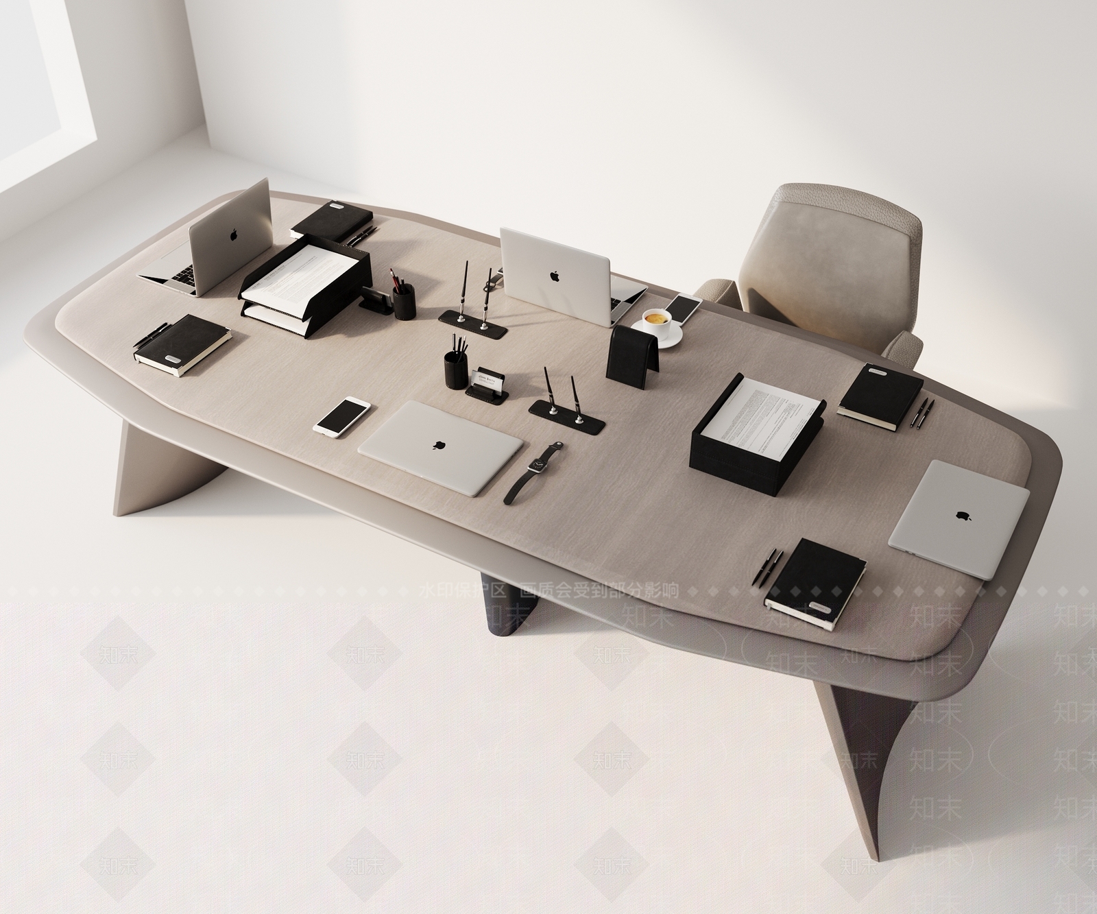 现代中古办公桌3D模型下载【ID:1199807753】
