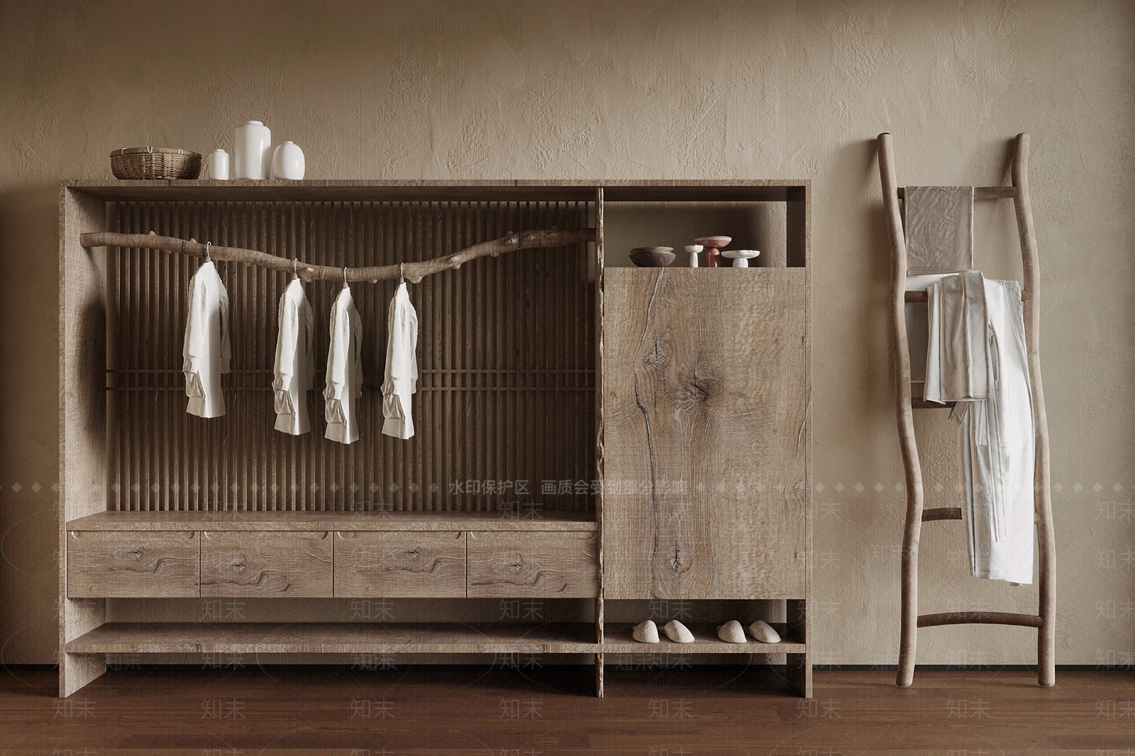 侘寂衣柜SU模型下载【ID:1199810367】