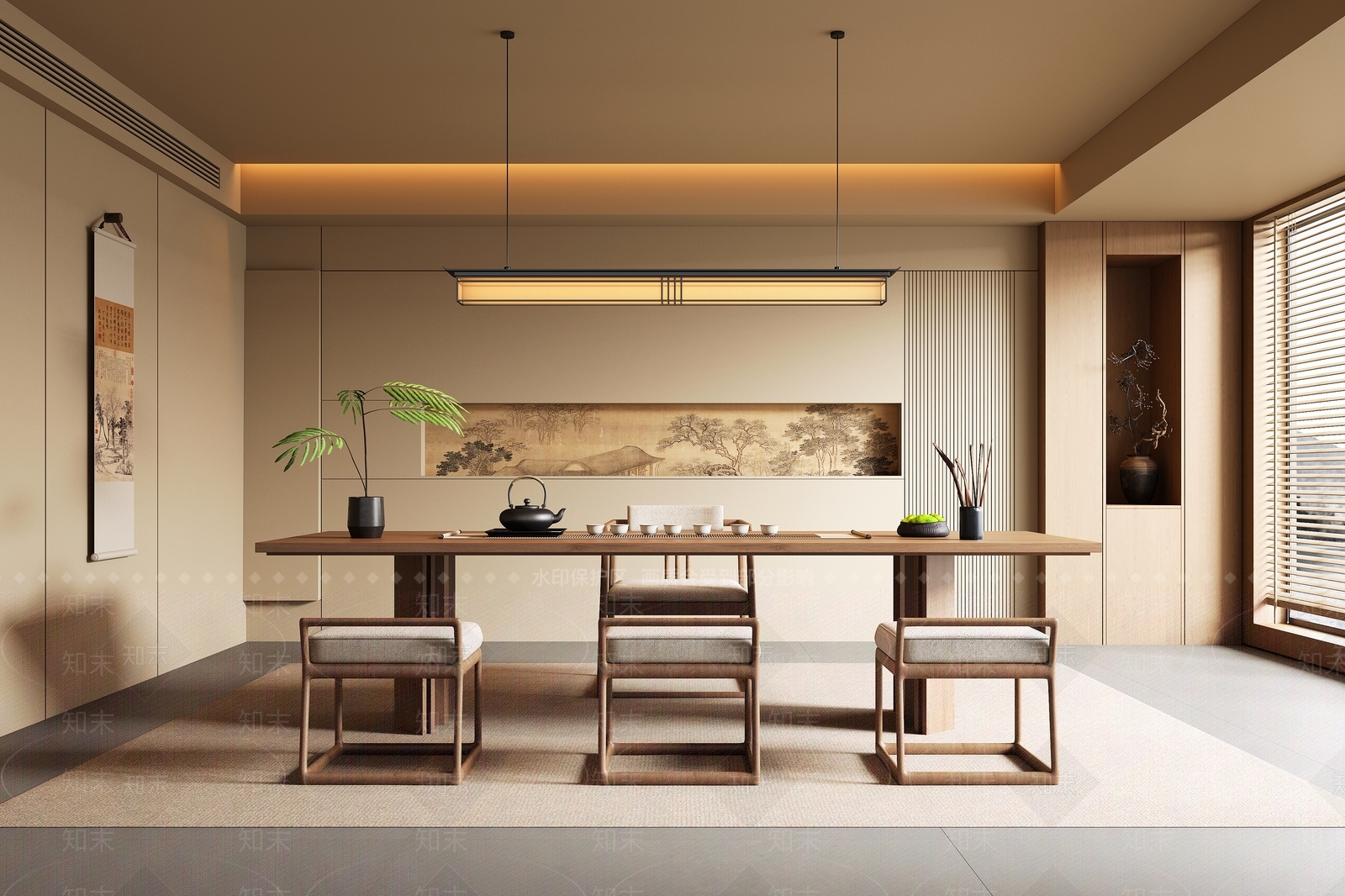 新中式茶室SU模型下载【ID:1199812197】