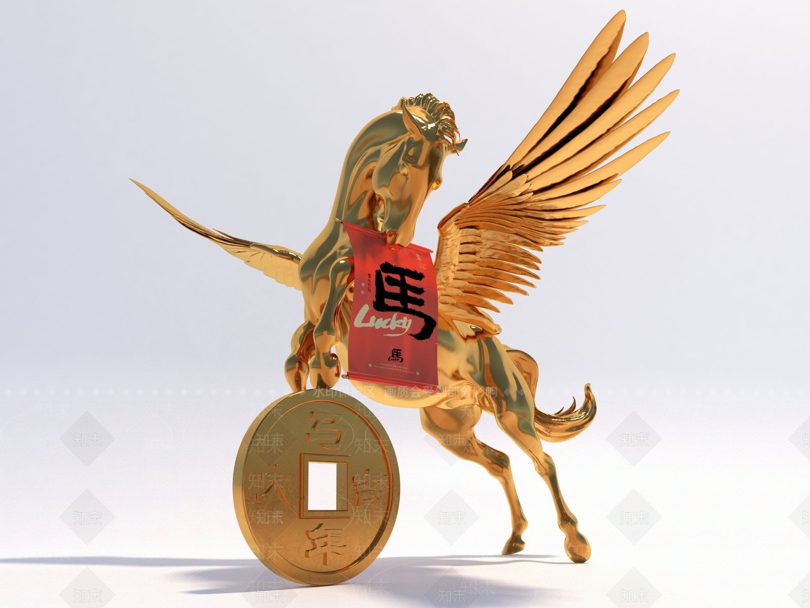 现代新中式生肖雕塑3D模型下载【ID:1199811542】