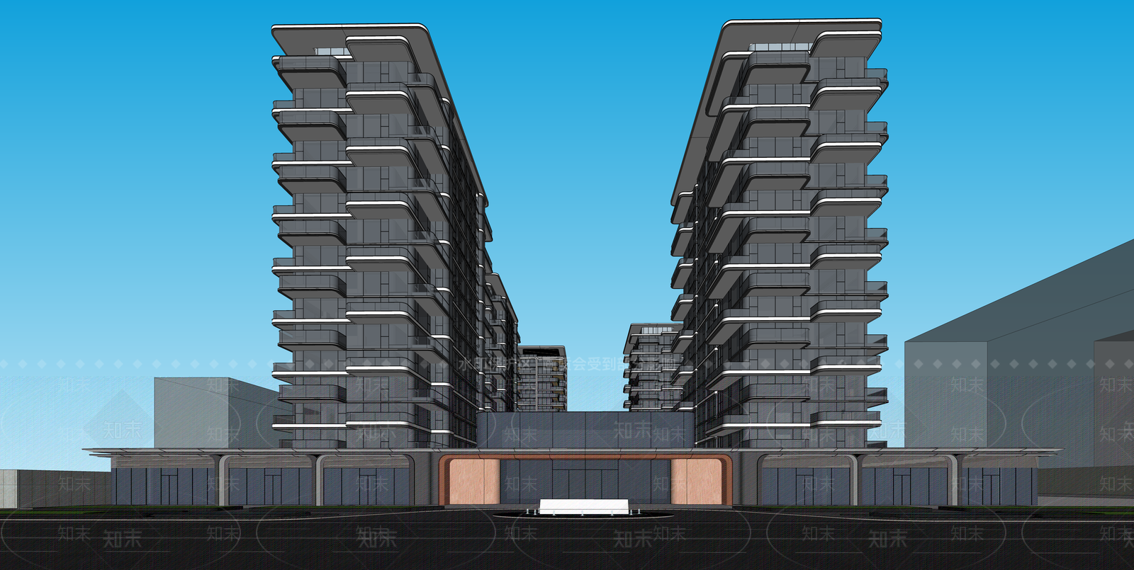 现代简约售楼处建筑SU模型下载【ID:1199812386】