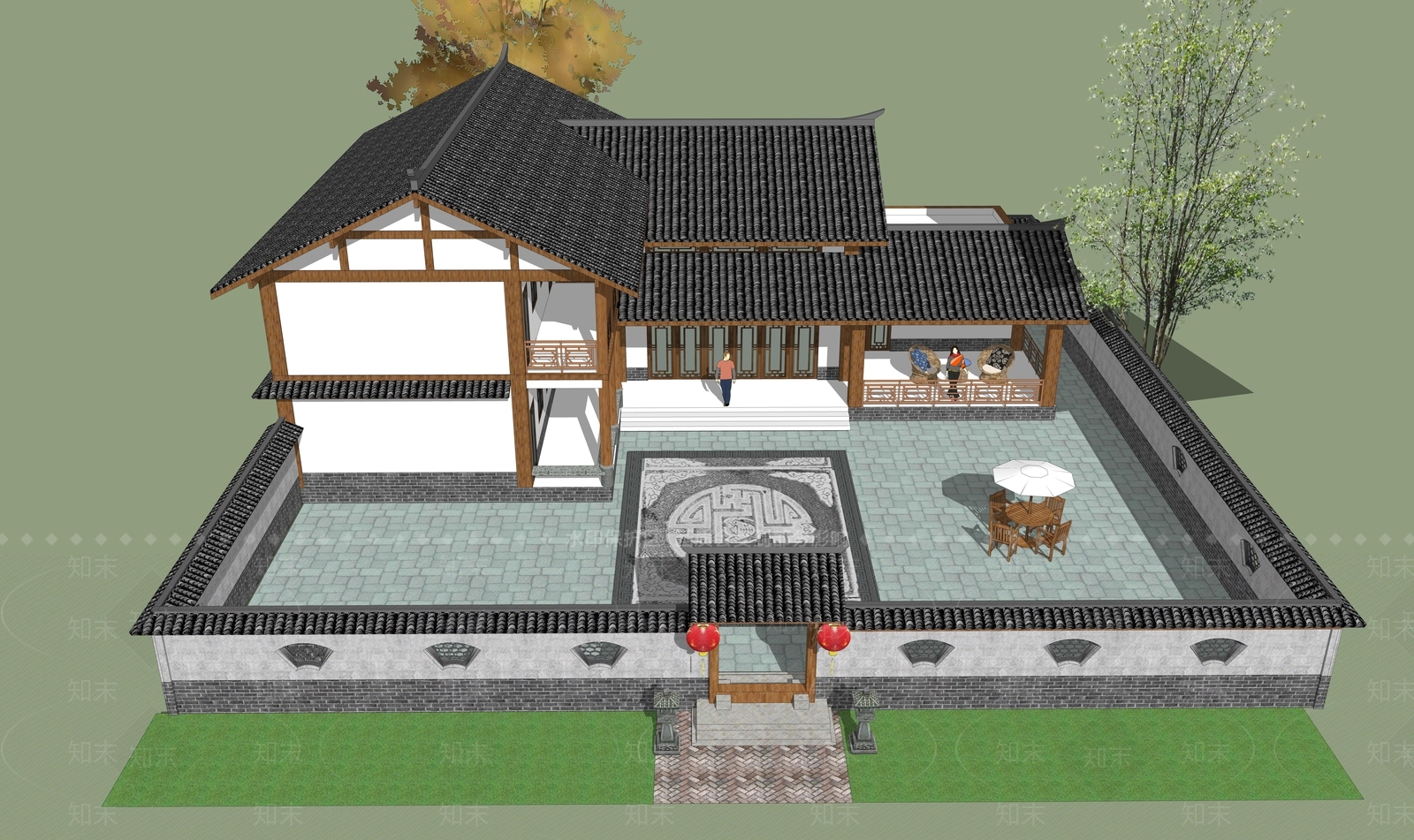 中式其他农业建筑SU模型下载【ID:1199815818】