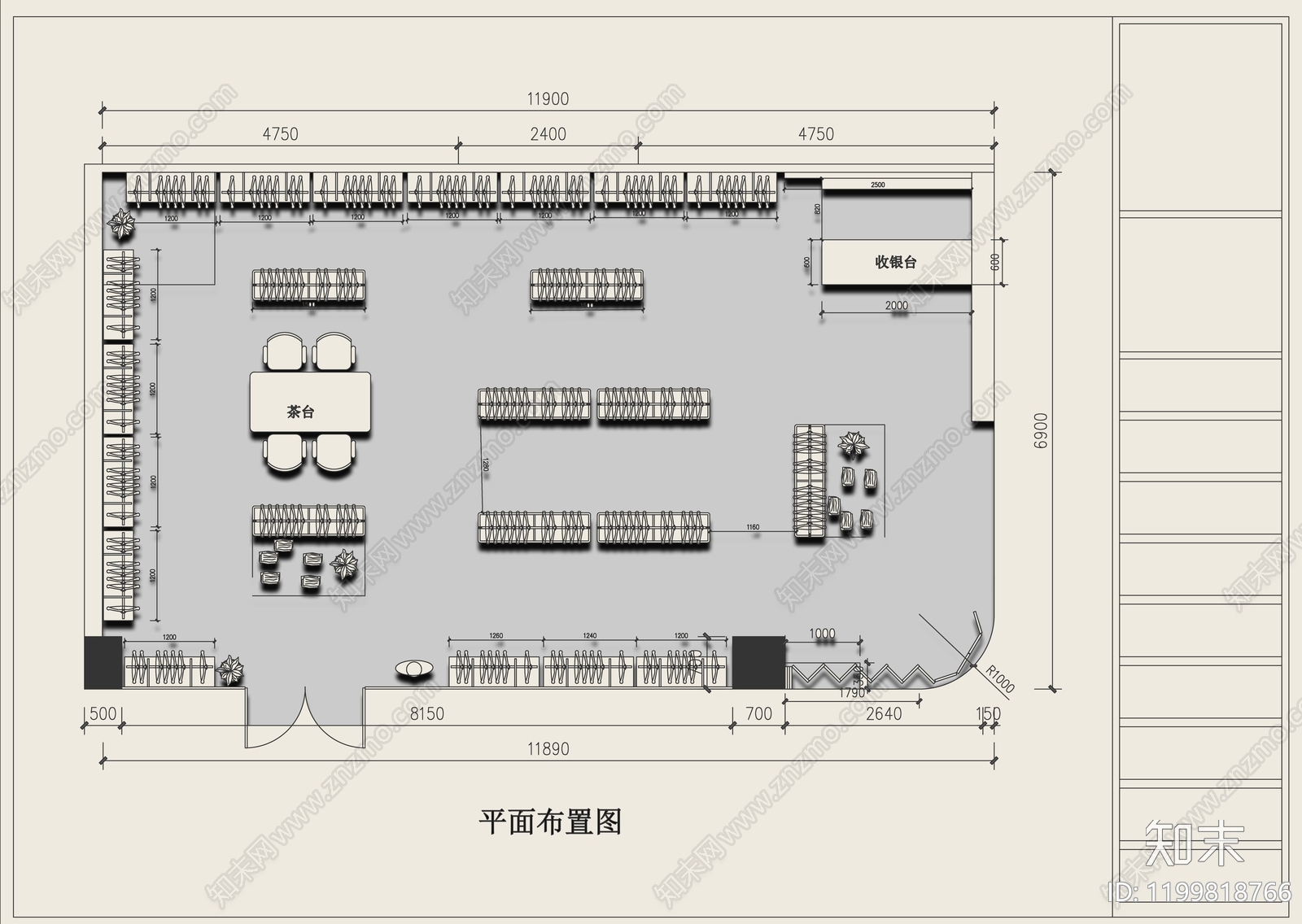 现代简约服装店cad施工图下载【ID:1199818766】