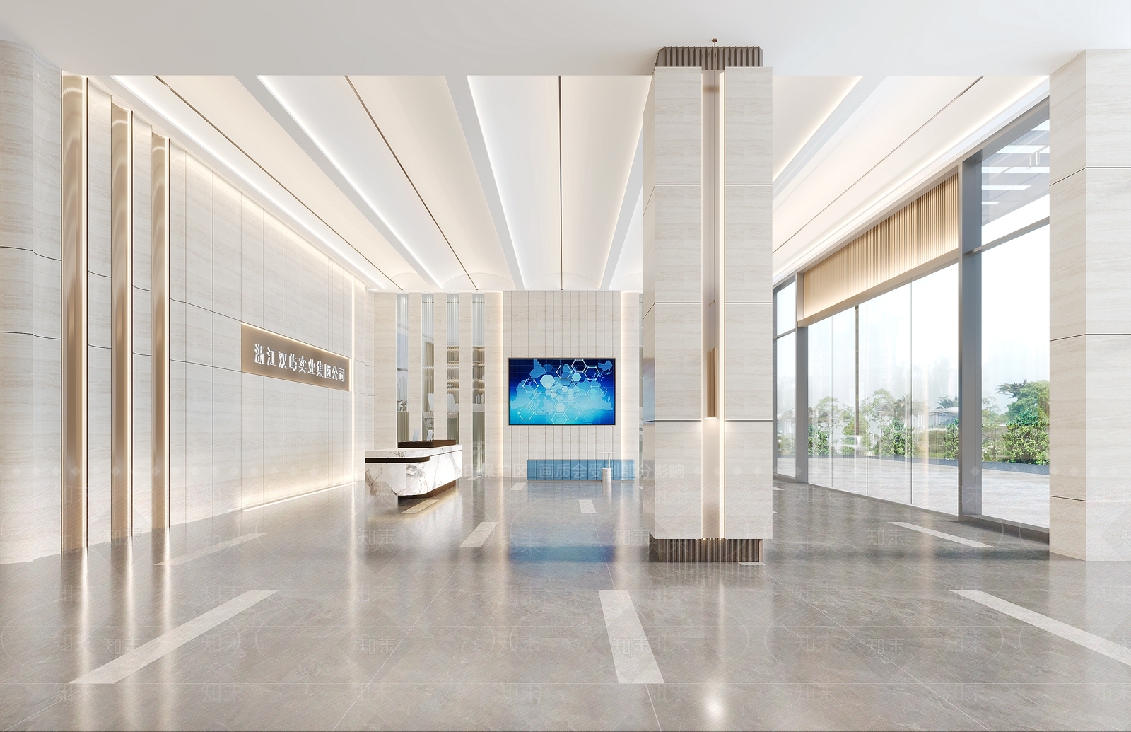 现代办公大厅3D模型下载【ID:1199819423】