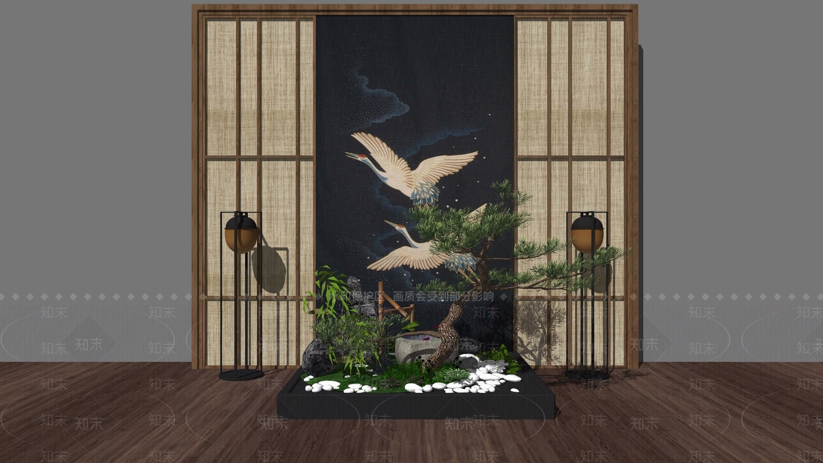 现代新中式其他景观小品SU模型下载【ID:1199821624】