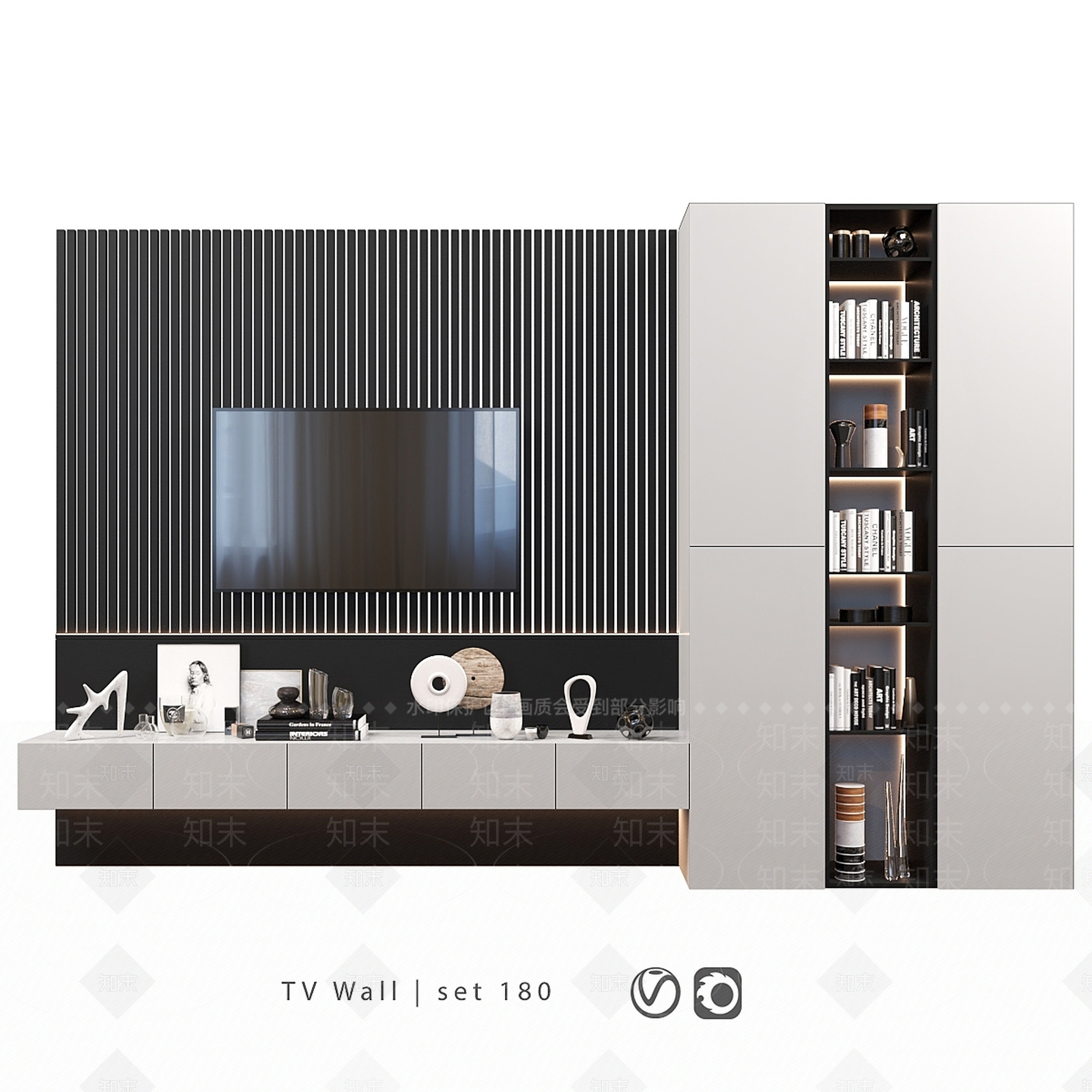 现代电视背景墙3D模型下载【ID:1199996345】
