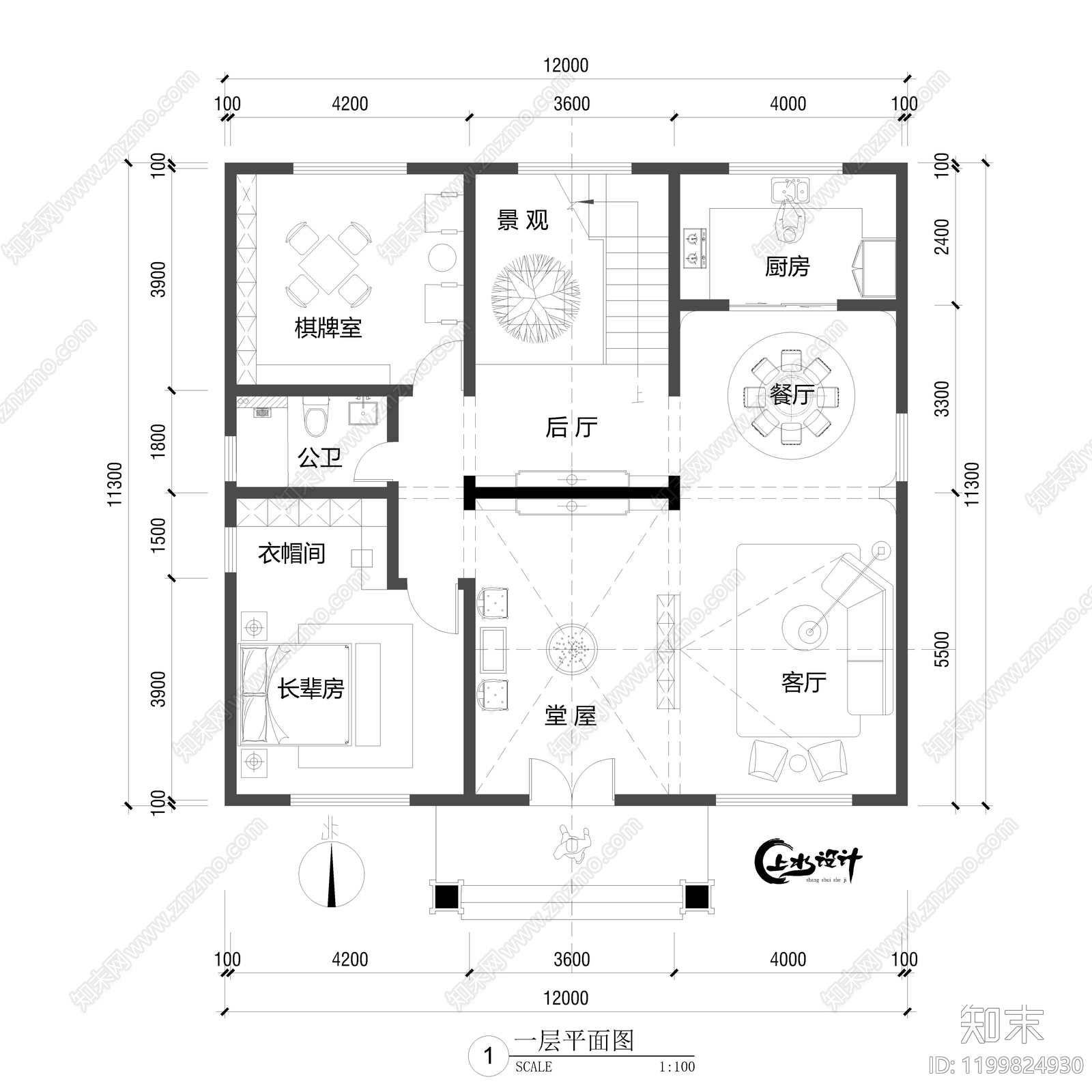 现代别墅建筑施工图下载【ID:1199824930】