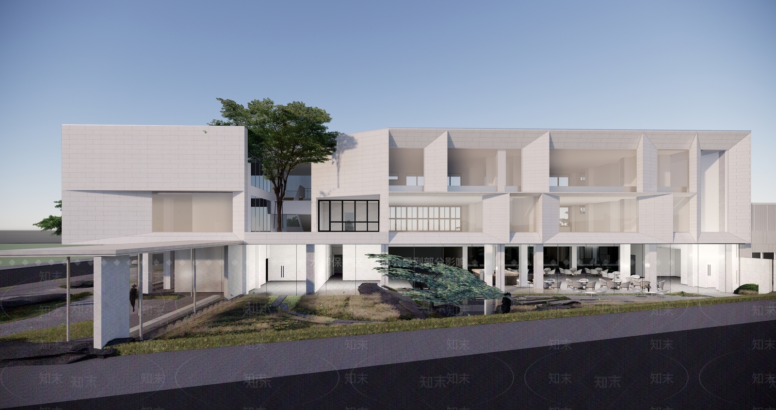 现代售楼处建筑SU模型下载【ID:1199827375】