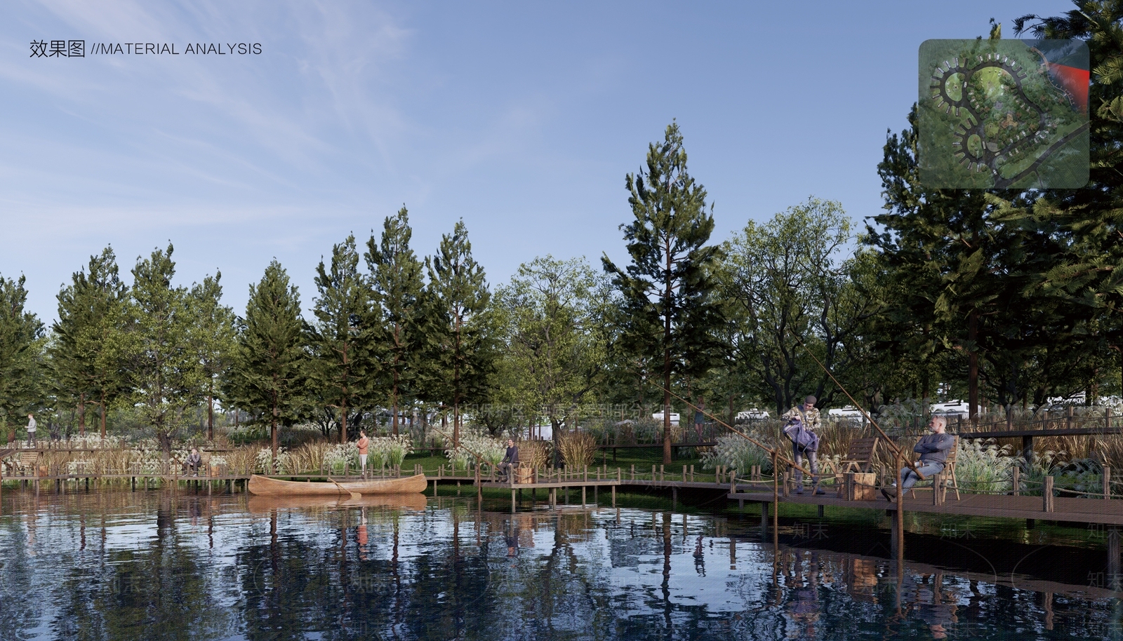 复古原木滨水景观SU模型下载【ID:1199829346】