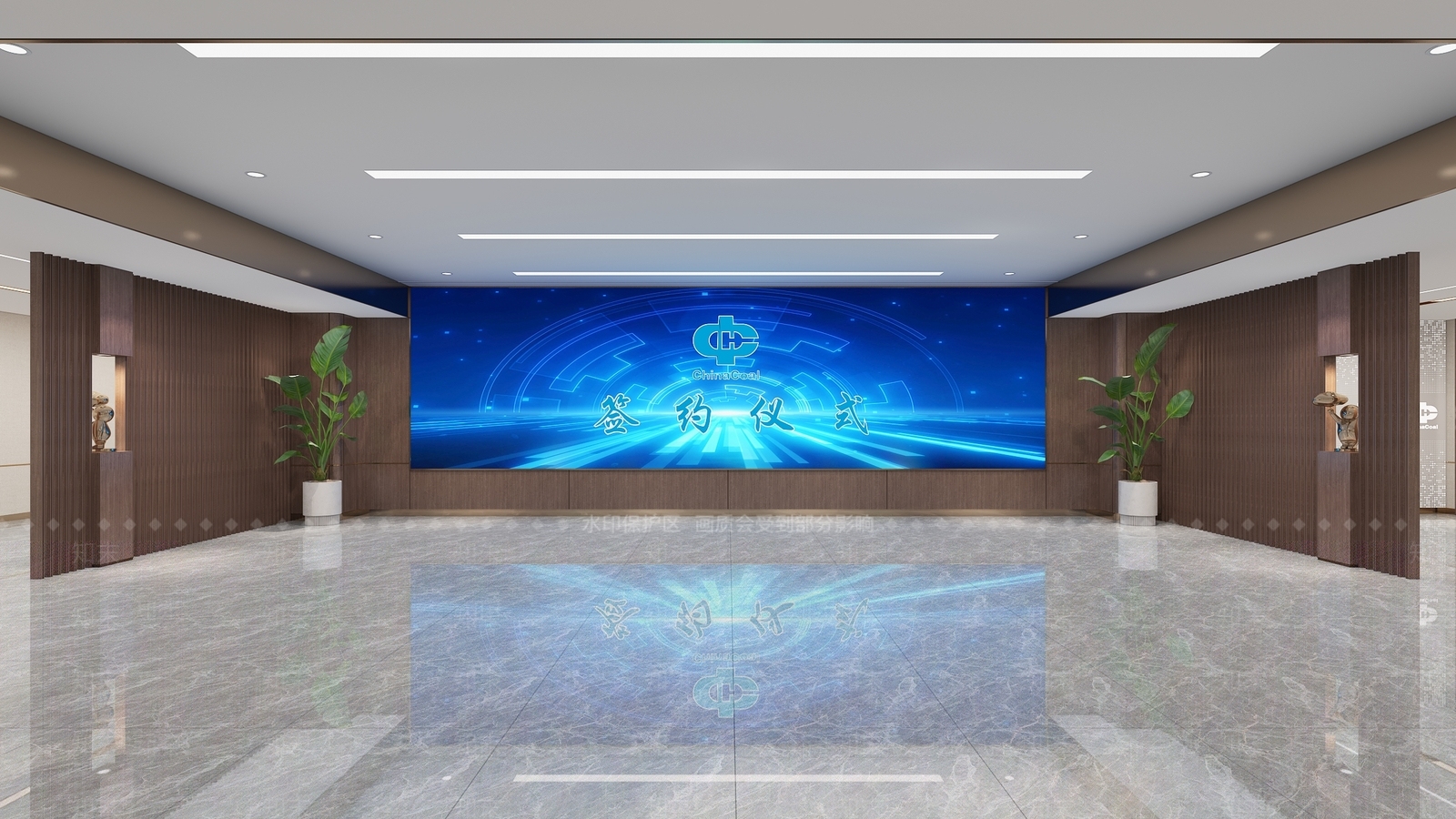 现代新中式办公大厅3D模型下载【ID:1199951968】
