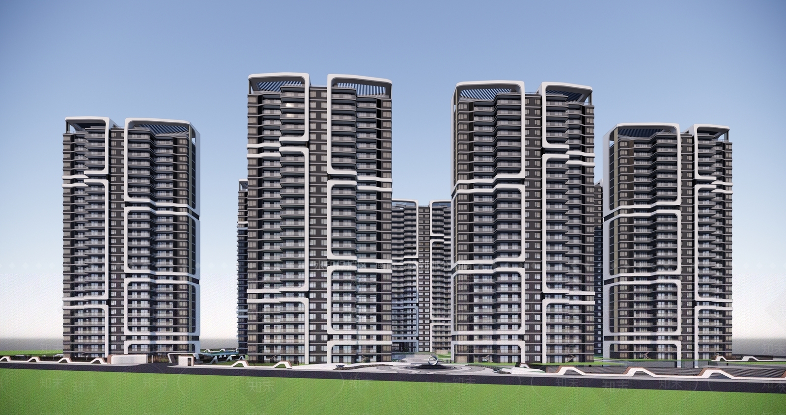 现代高层住宅SU模型下载【ID:1199828966】