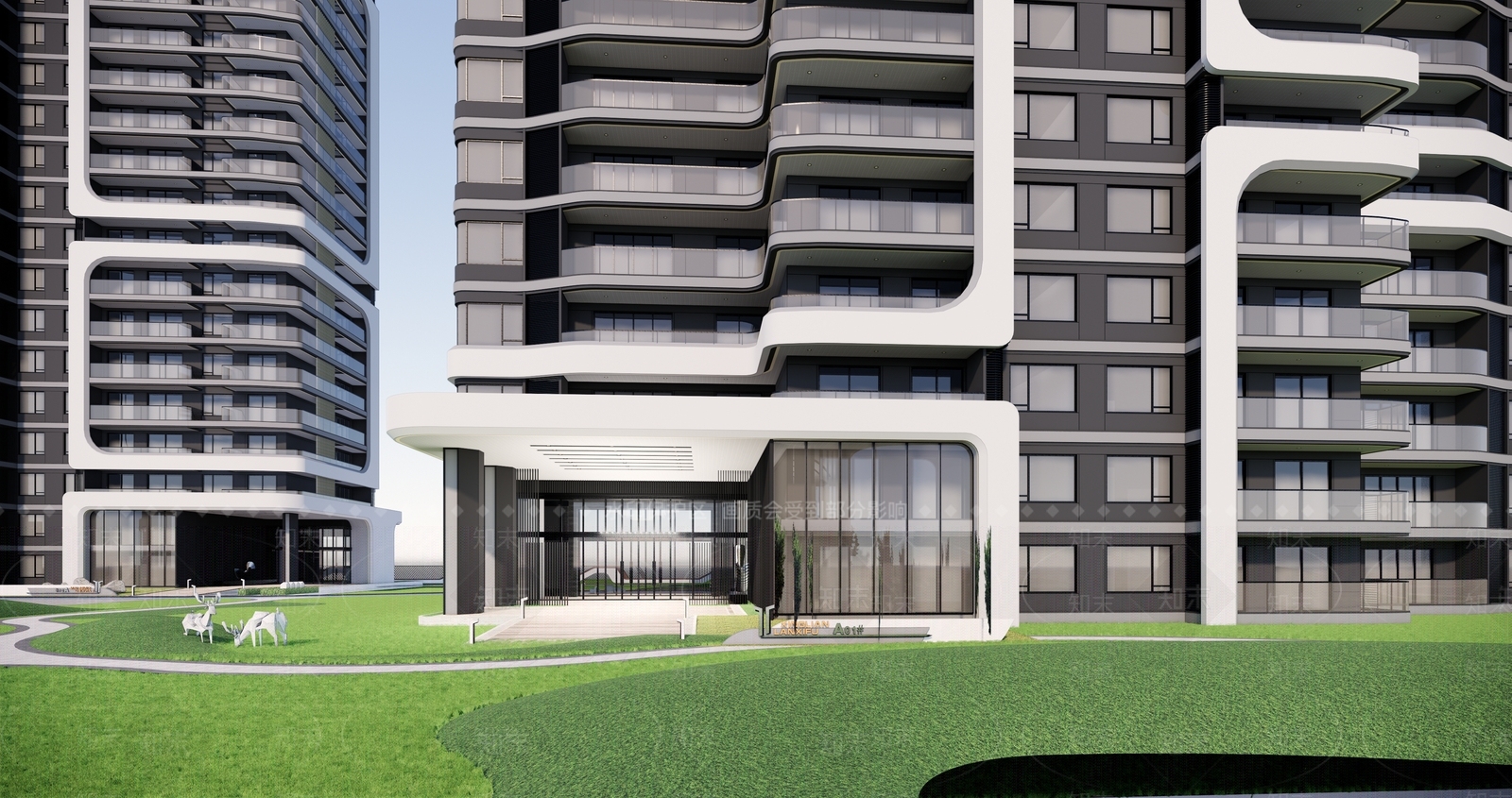 现代高层住宅SU模型下载【ID:1199828966】