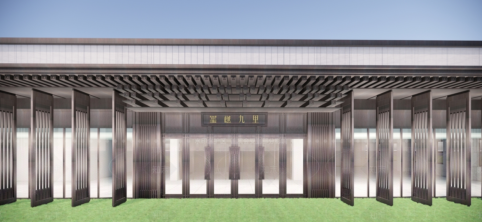 中式售楼处建筑SU模型下载【ID:1199829242】