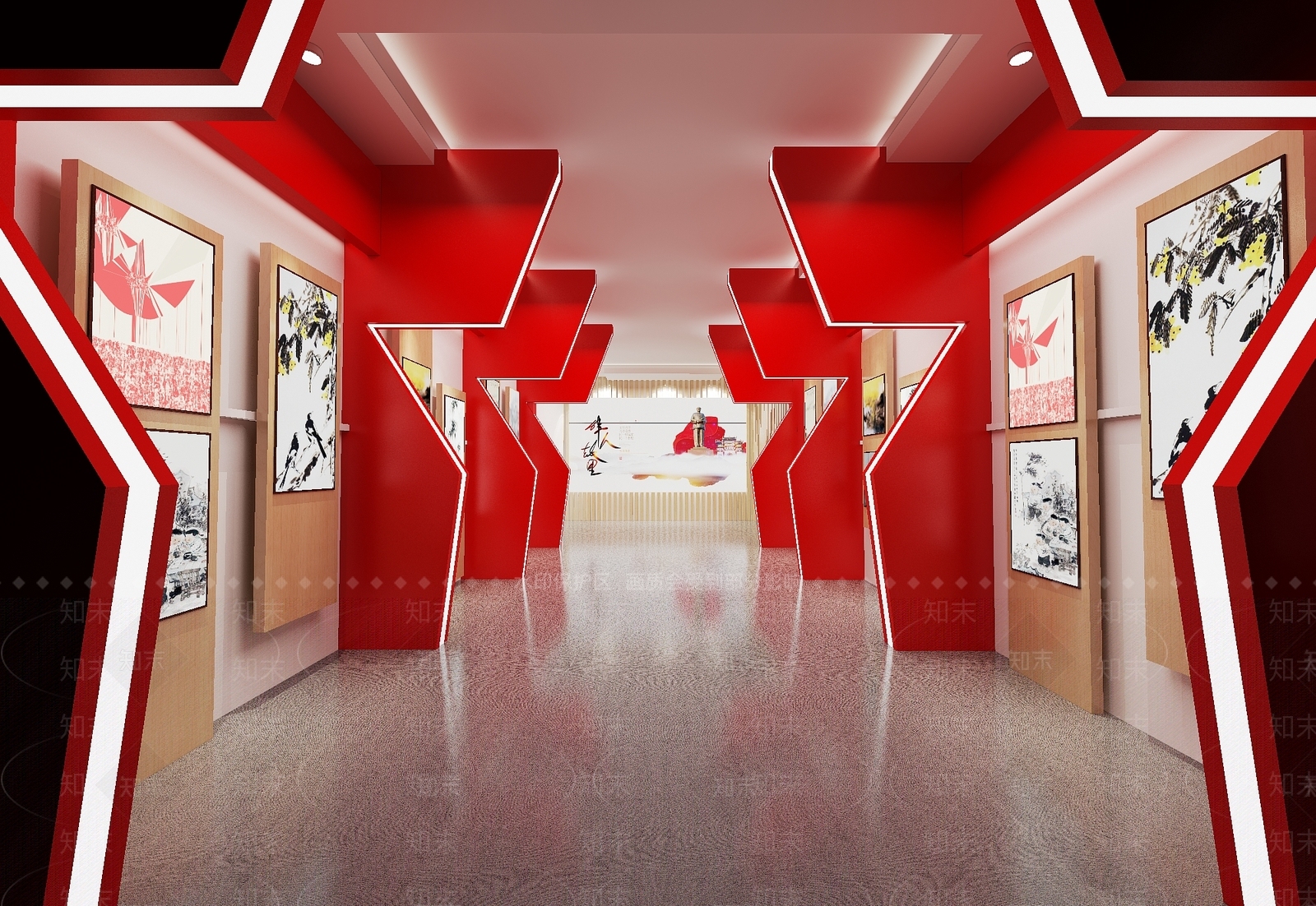 现代新中式党建展厅SU模型下载【ID:1199830102】