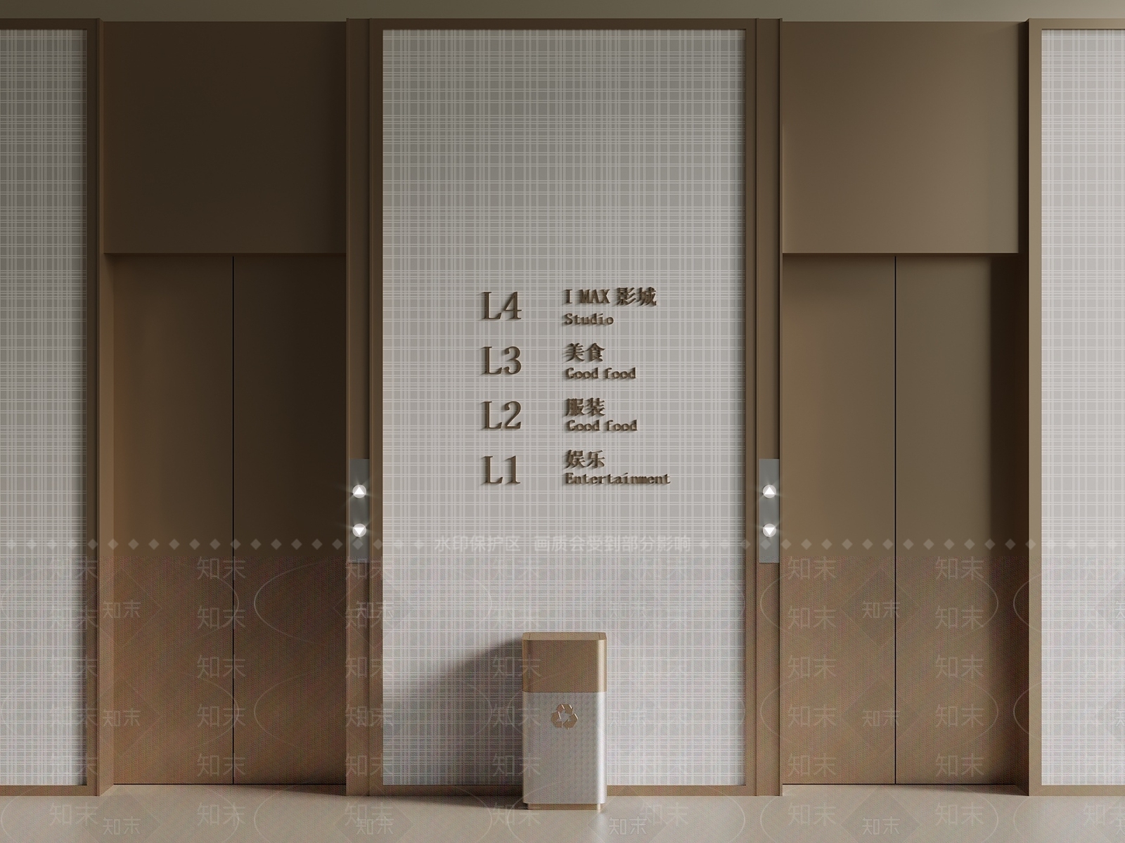 轻奢现代电梯厅SU模型下载【ID:1199831313】