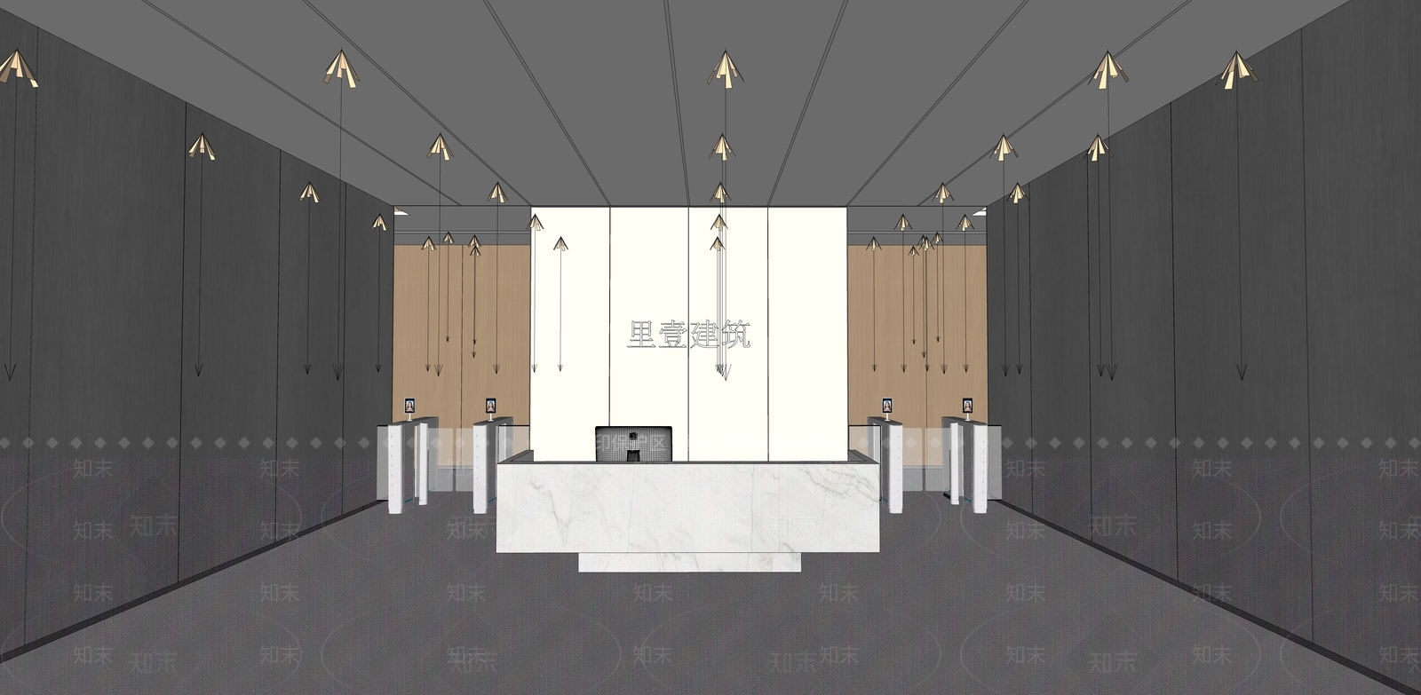 现代办公大堂SU模型下载【ID:1199832377】