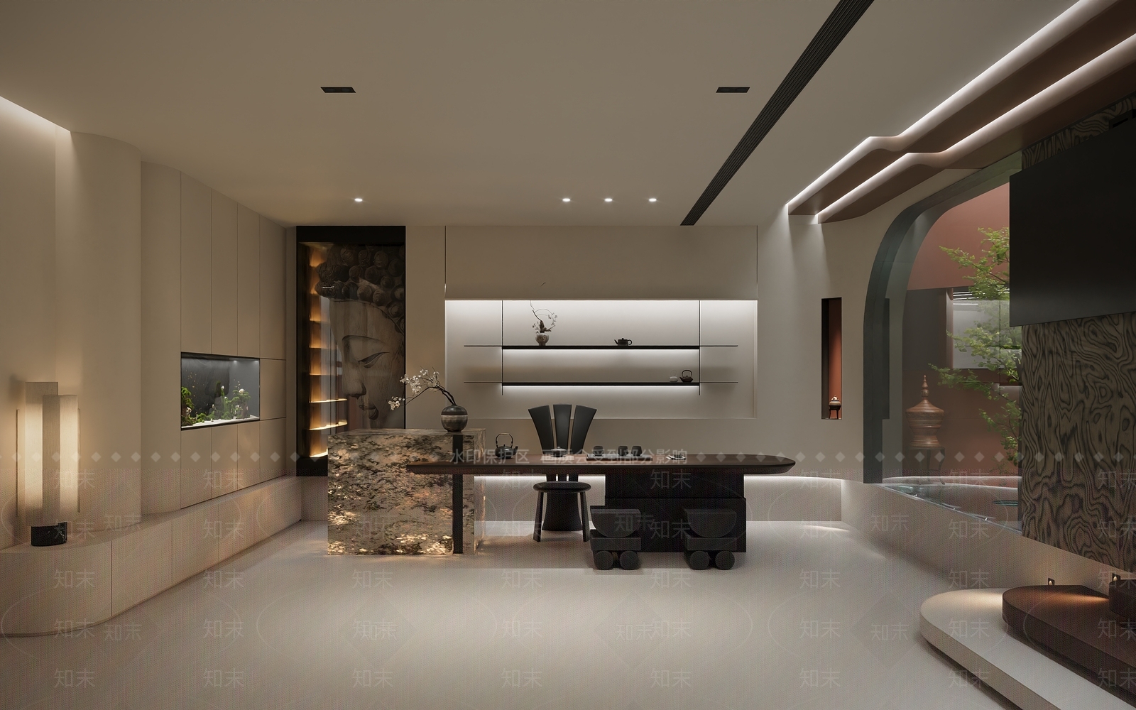 现代茶室3D模型下载【ID:1199834848】