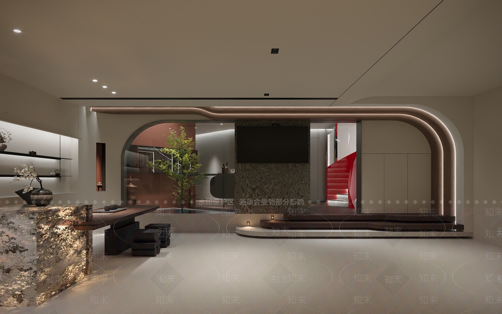 现代茶室3D模型下载【ID:1199834848】