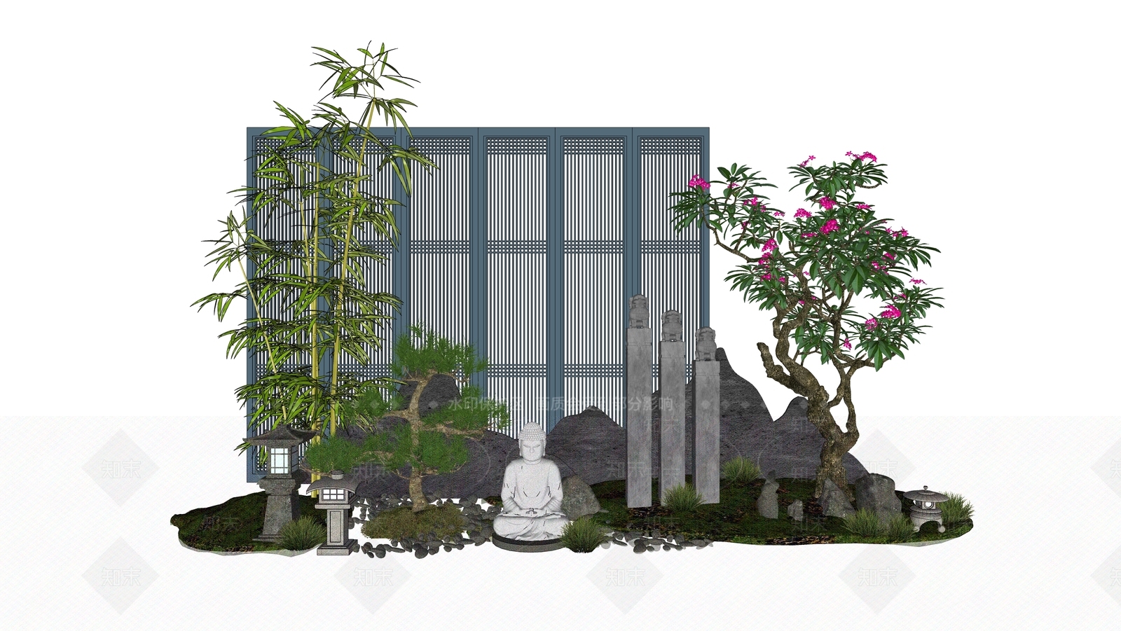 现代新中式其他景观小品SU模型下载【ID:1199835892】