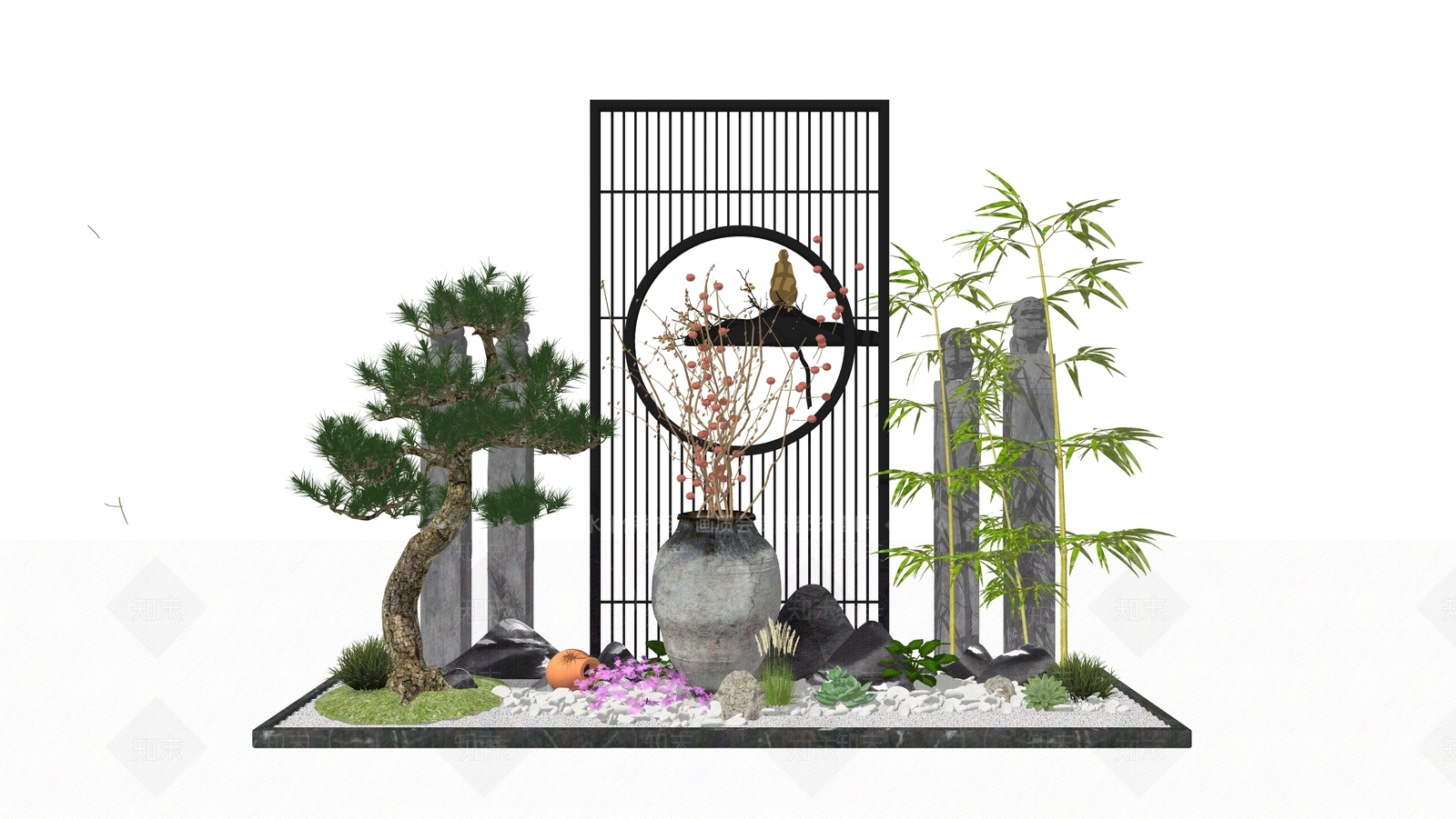 现代新中式其他景观小品SU模型下载【ID:1199837955】