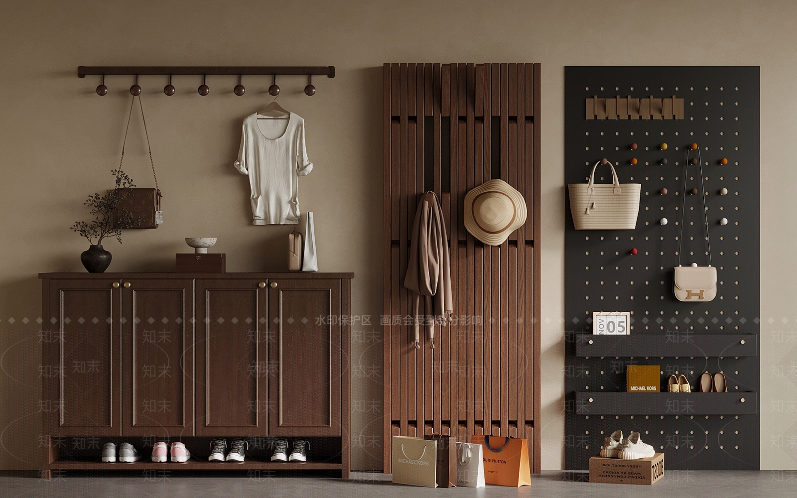 新中式鞋柜3D模型下载【ID:1199837895】