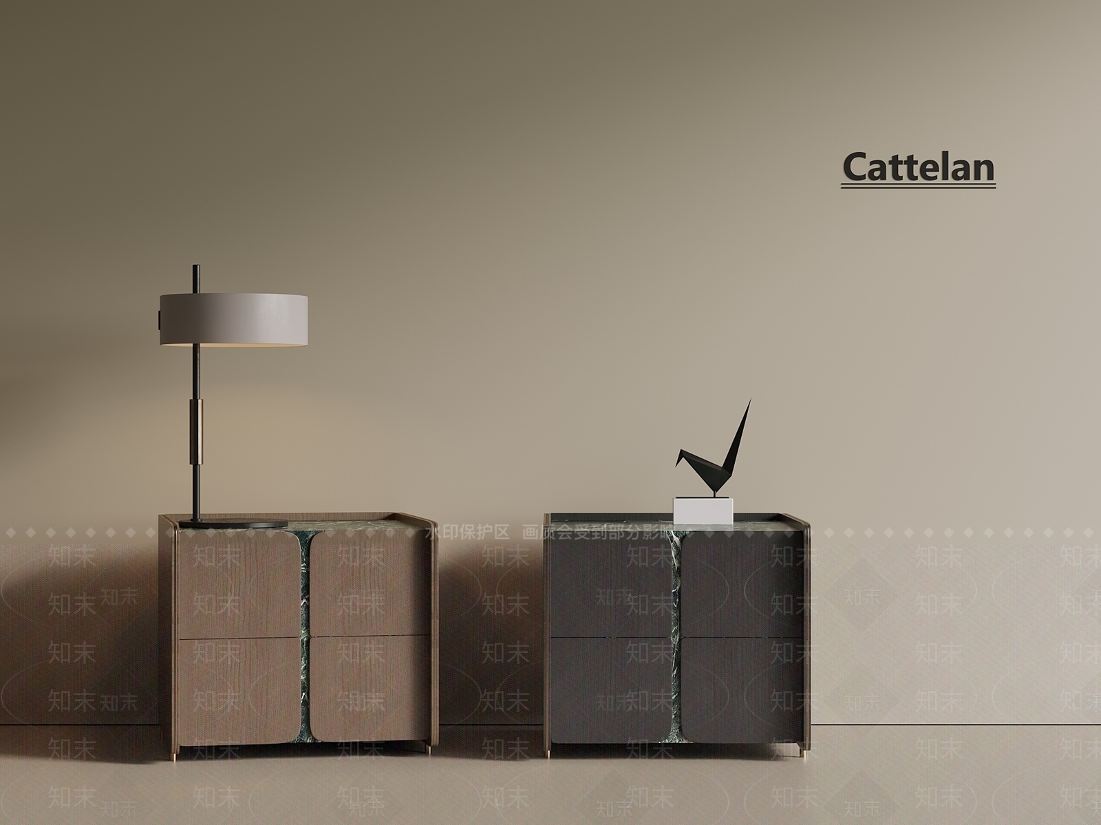 意式轻奢床头柜SU模型下载【ID:1199838616】