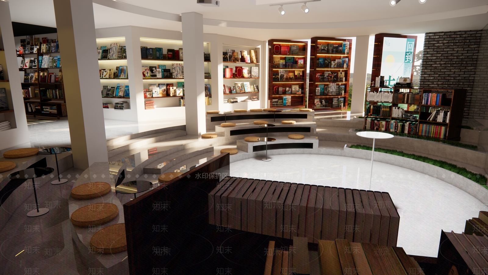 现代极简图书馆SU模型下载【ID:1199841368】