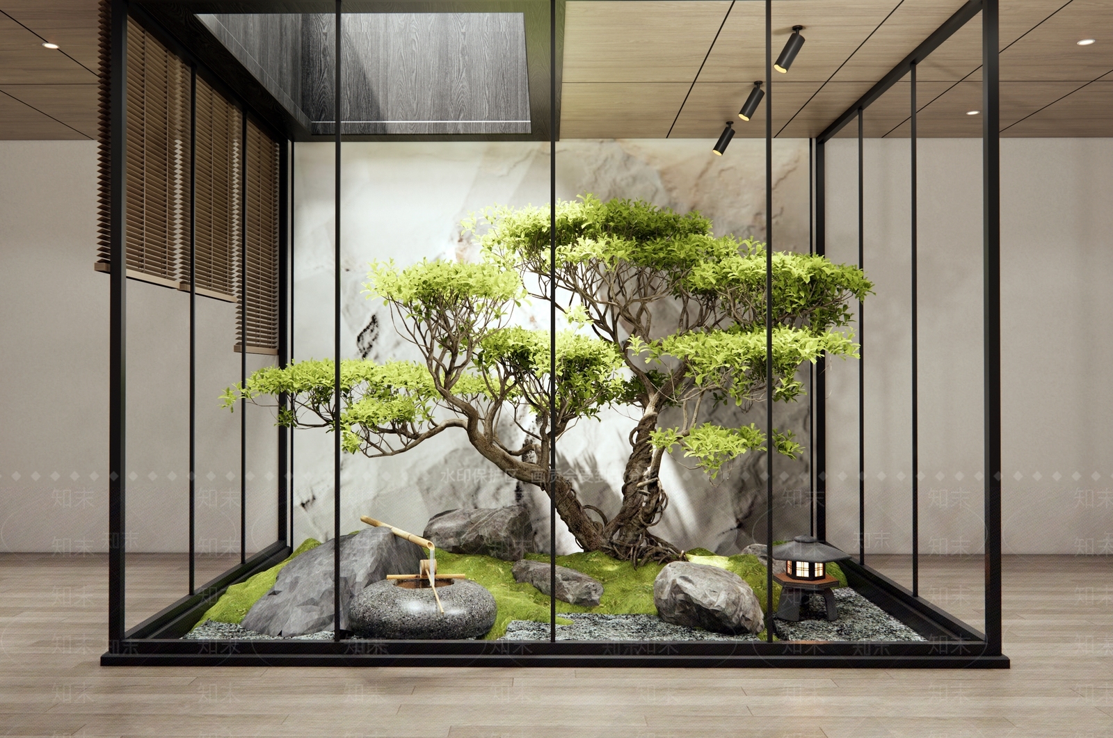 新中式室内景观3D模型下载【ID:1199843614】