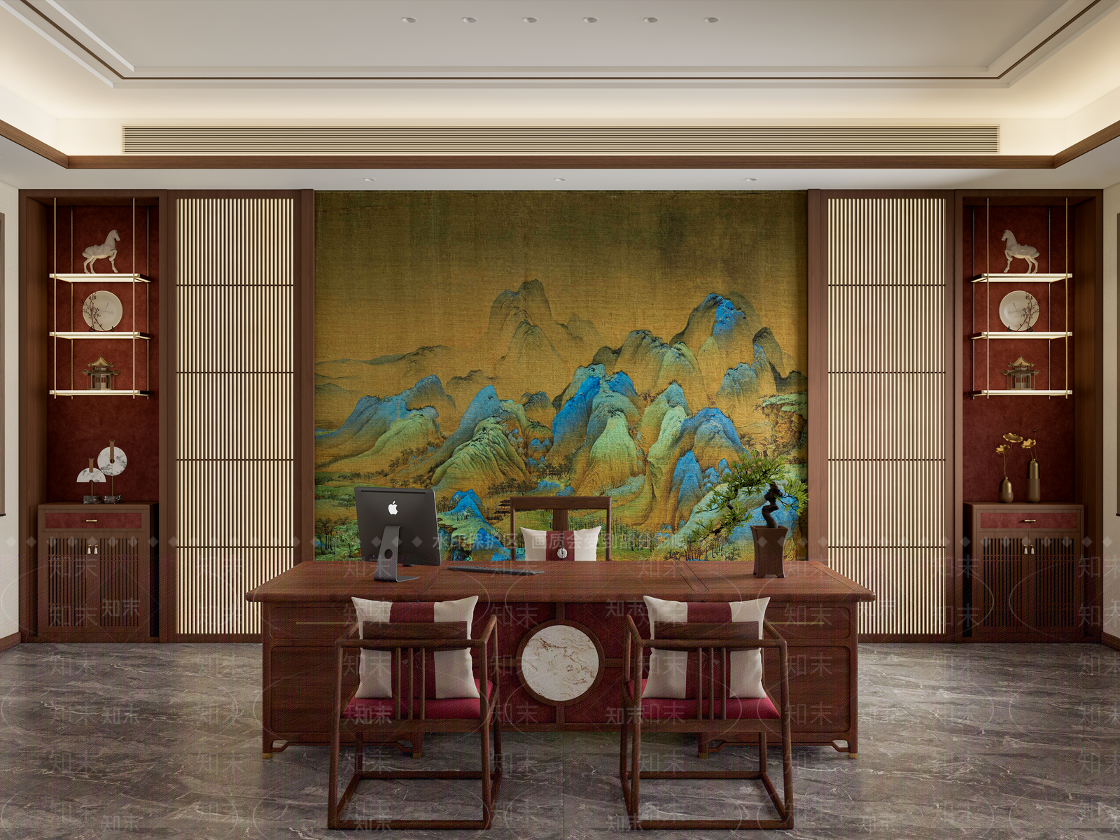 新中式中式经理办公室SU模型下载【ID:1199847776】
