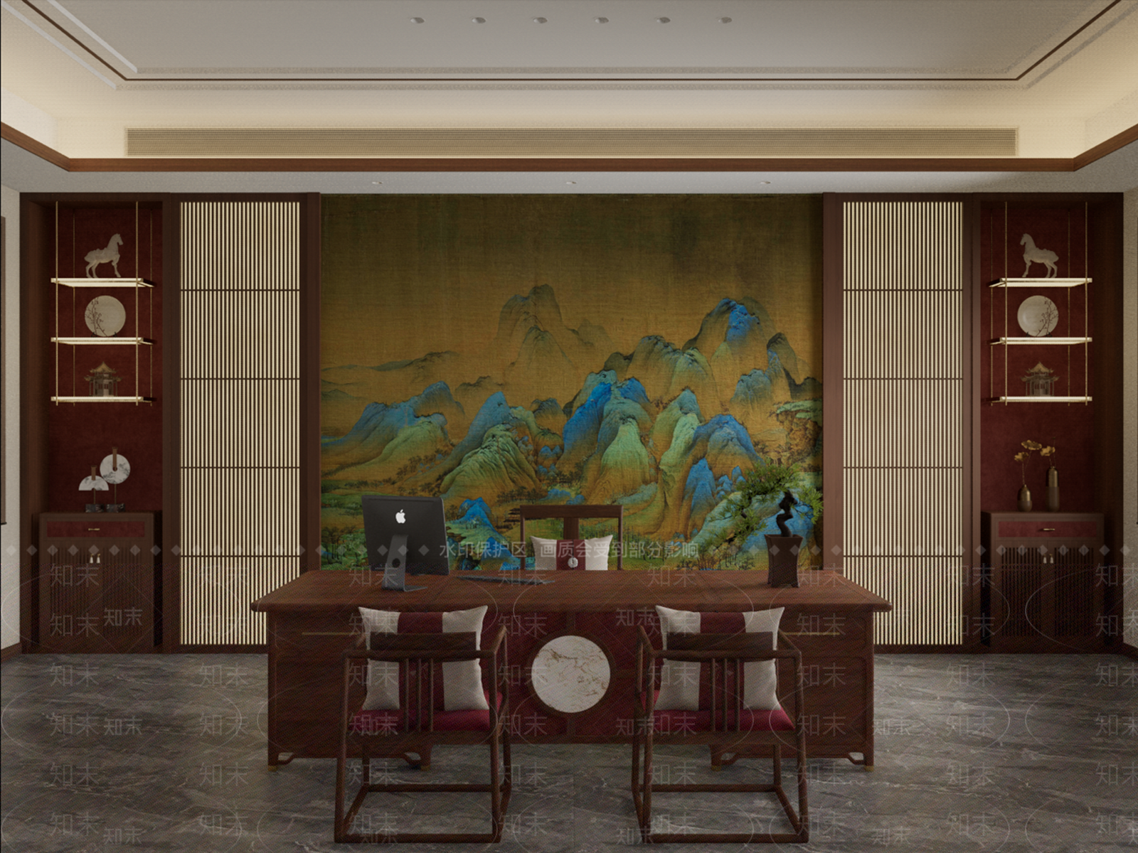 新中式中式经理办公室SU模型下载【ID:1199847776】