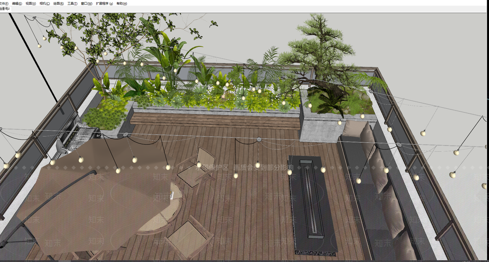 现代屋顶花园SU模型下载【ID:1199847411】