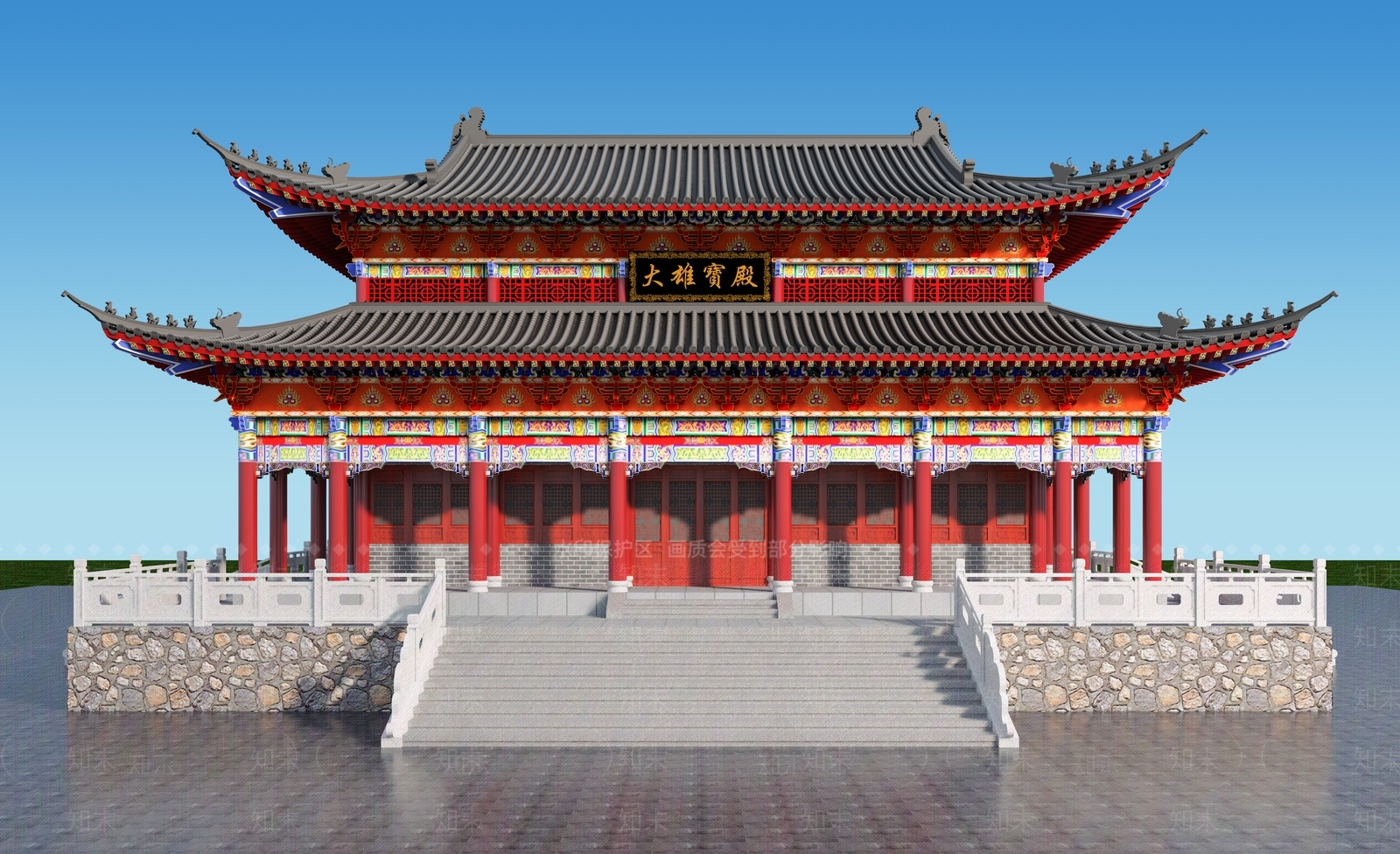 中式古建3D模型下载【ID:1199848074】