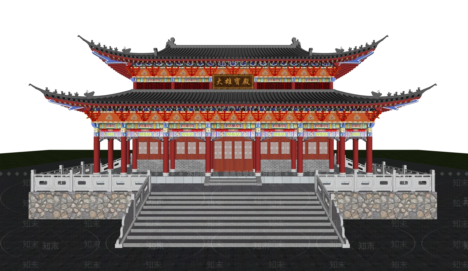 中式古建筑SU模型下载【ID:1199848431】