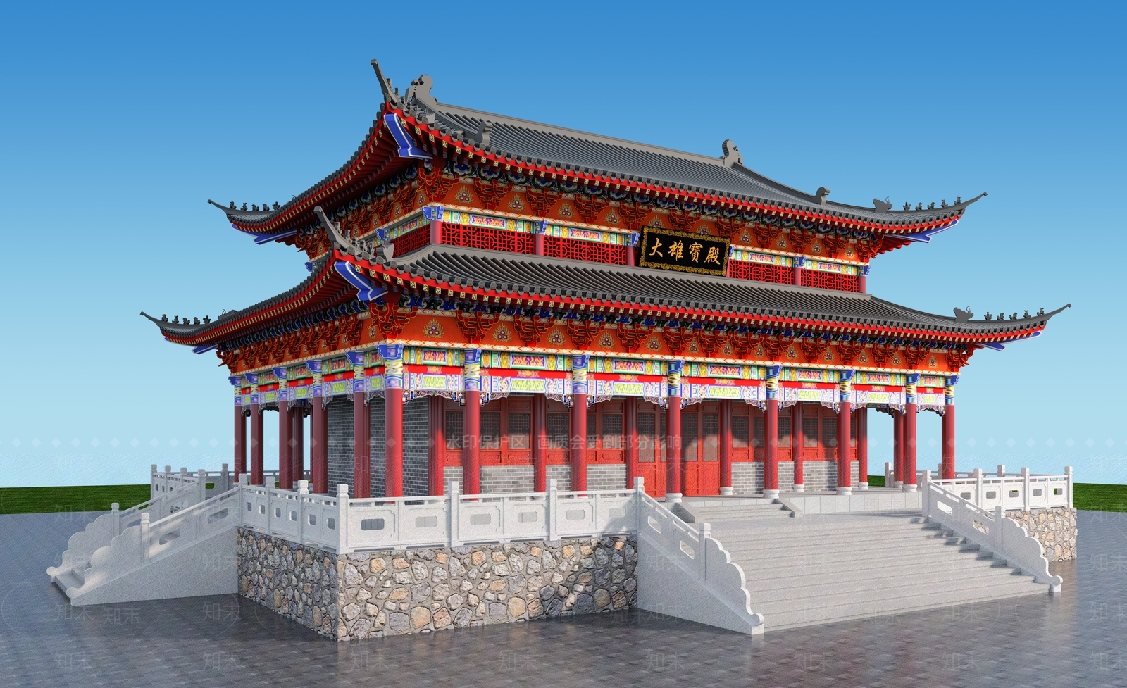 中式古建筑SU模型下载【ID:1199848431】