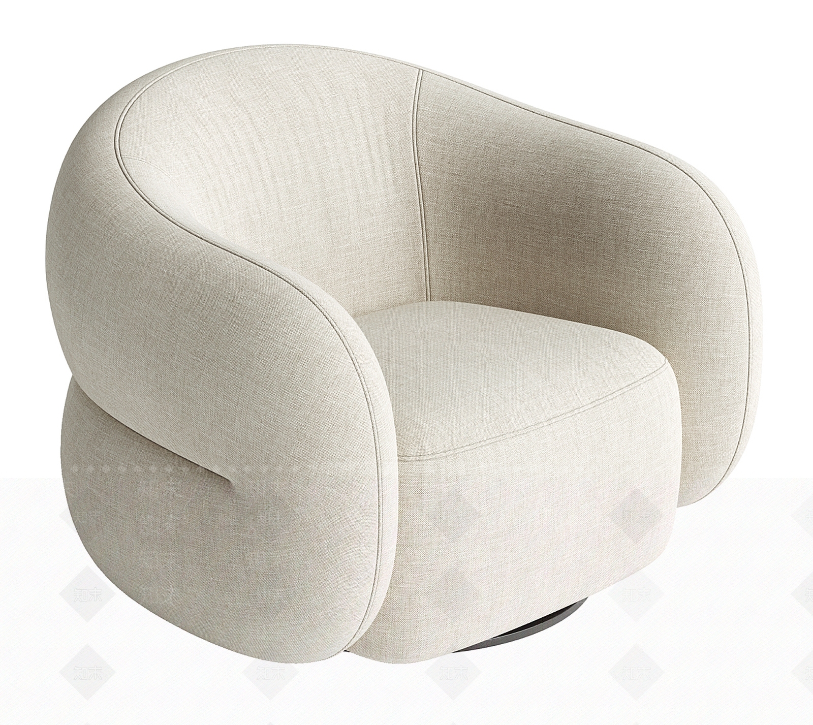 奶油简约单人沙发3D模型下载【ID:1199849938】