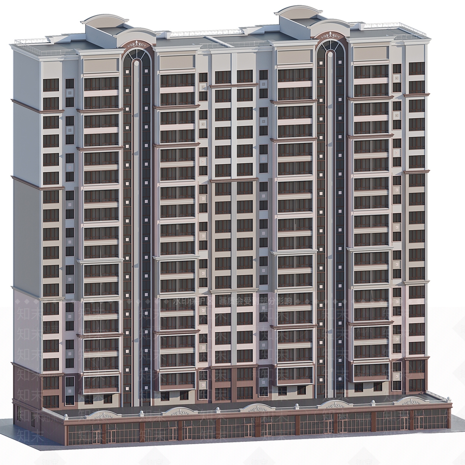 现代意式高层住宅3D模型下载【ID:1199850435】